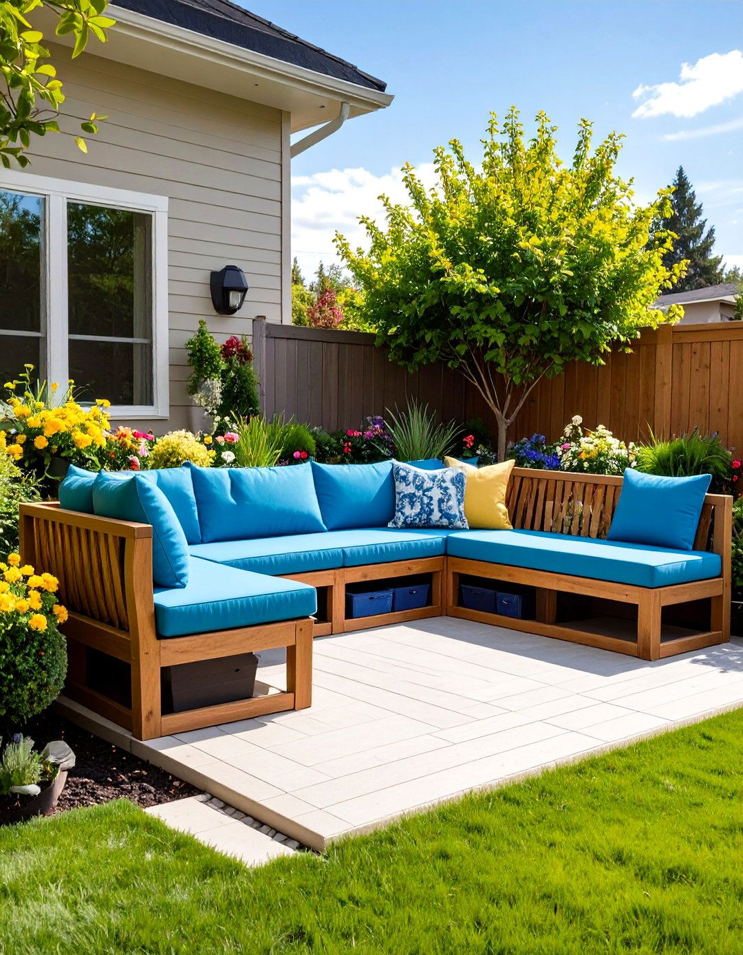 Patio Deck with Built In Seating - 30 patio deck ideas