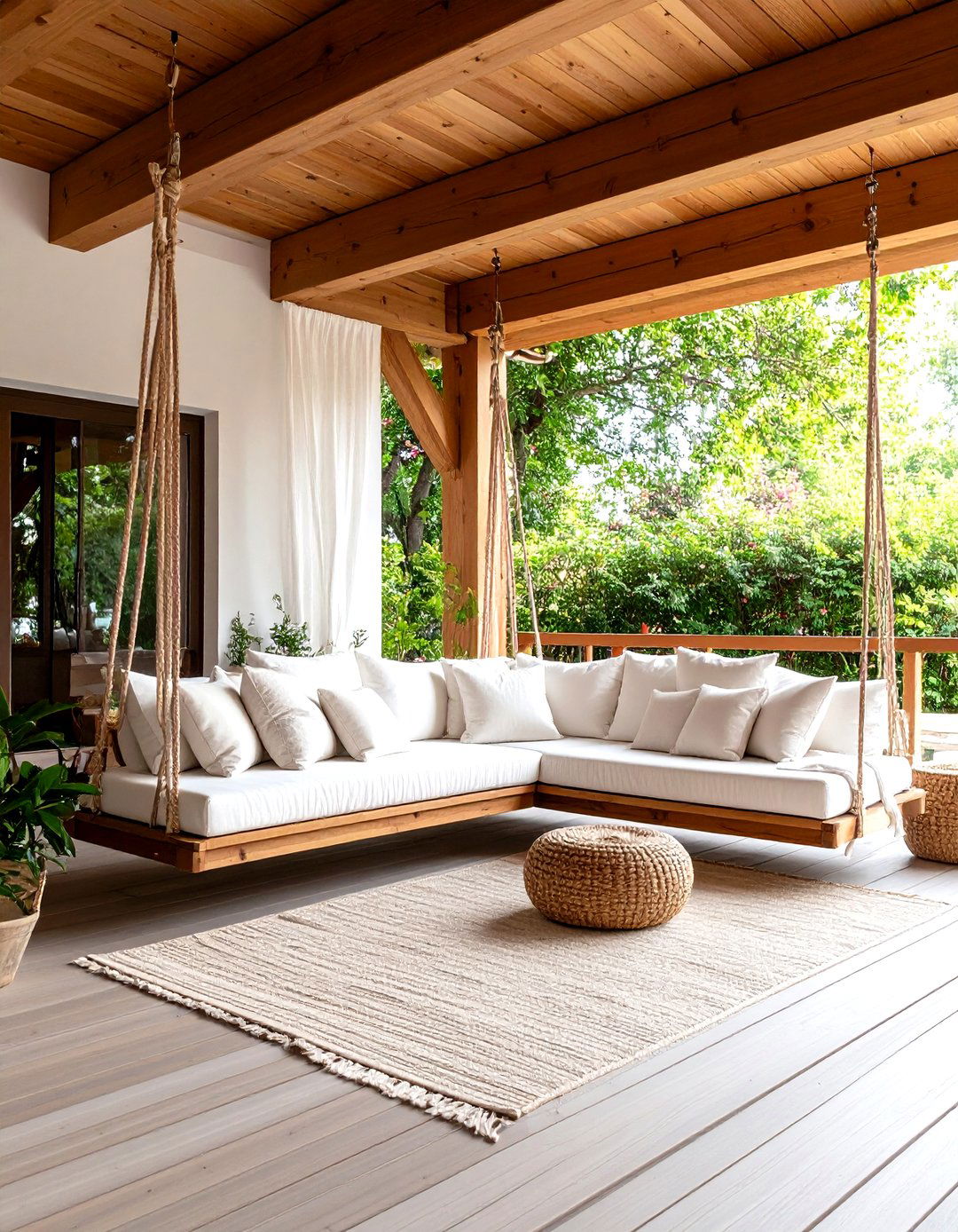 Patio Deck with a Daybed Swing - 30 patio deck ideas