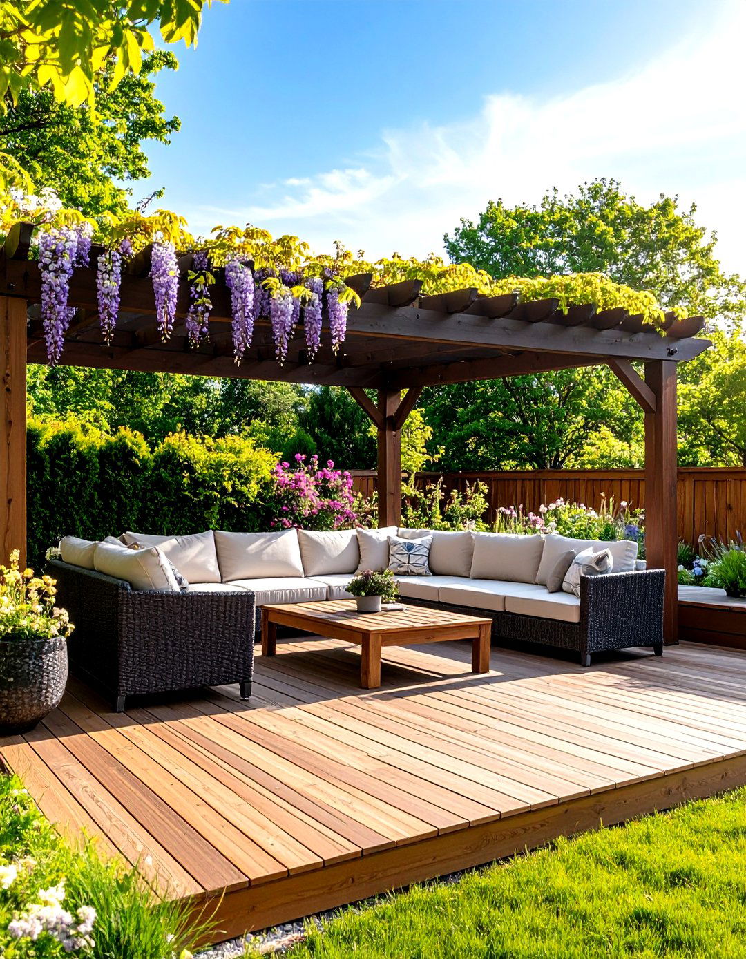 Patio Deck with a Pergola - 30 patio deck ideas