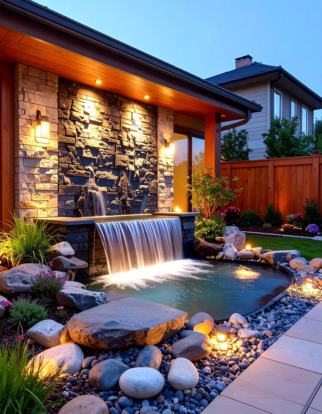 Patio Deck with a Water Feature - 30 patio deck ideas