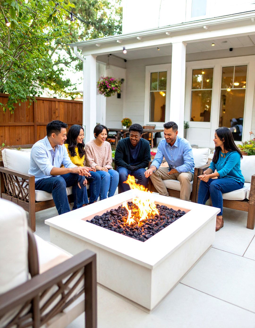 Patio Fire Pit as a Light Source - 30 patio lighting ideas