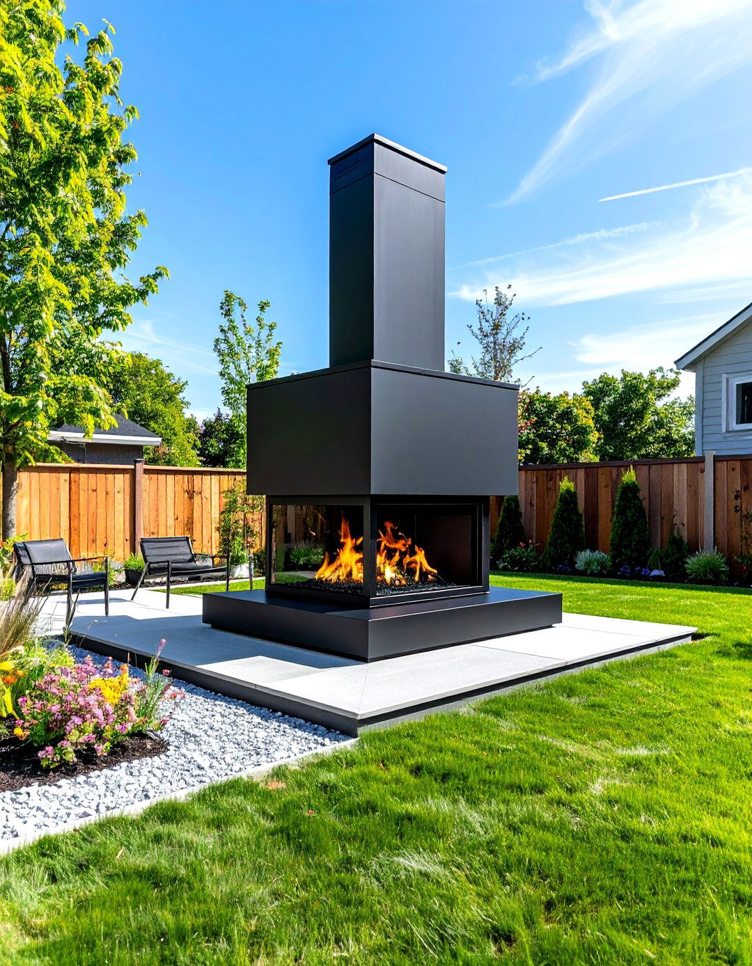 Patio Fireplace Integrated into a Retaining Wall - 30 patio fireplace ideas
