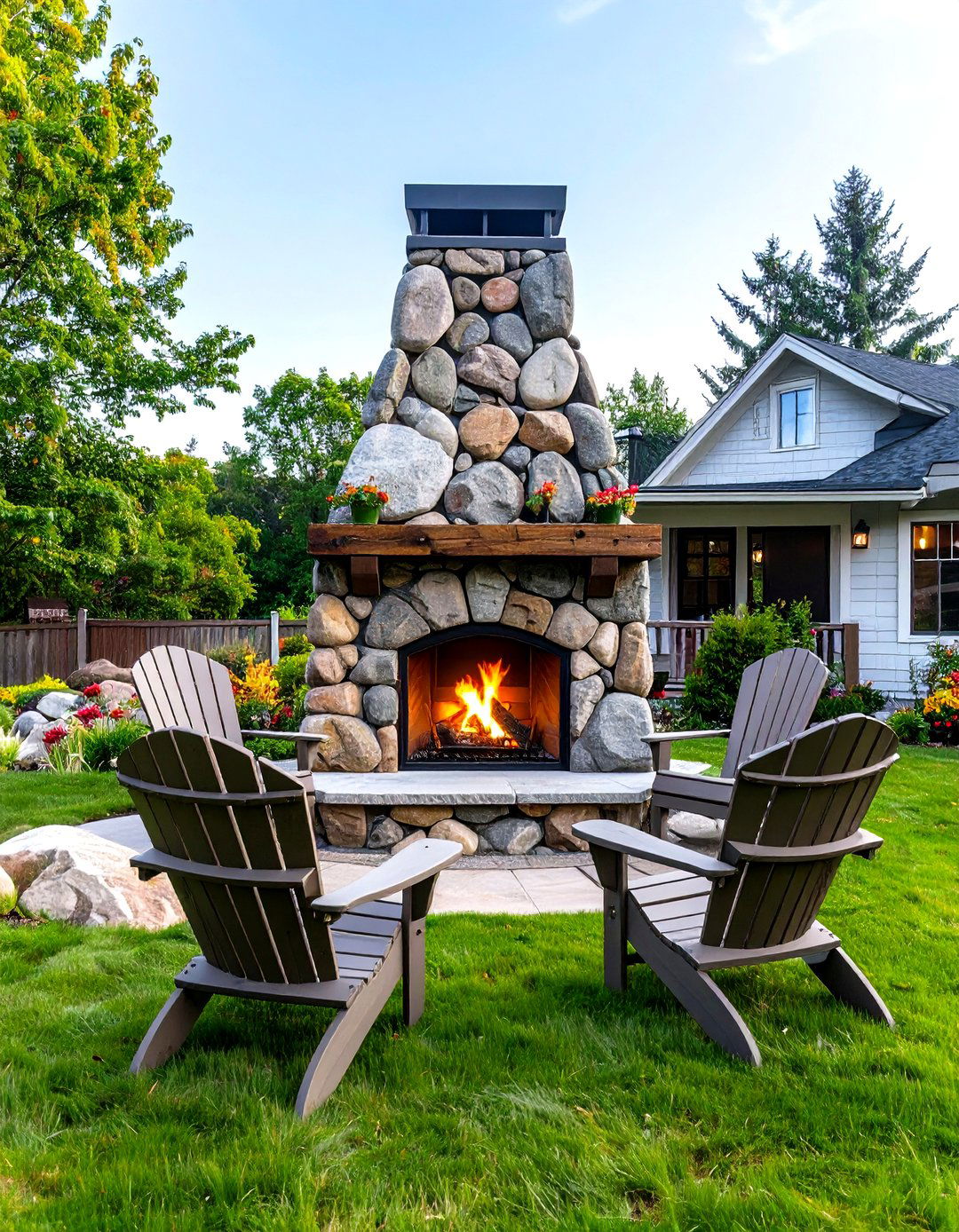 Patio Fireplace with Built in Seating Benches - 30 patio fireplace ideas