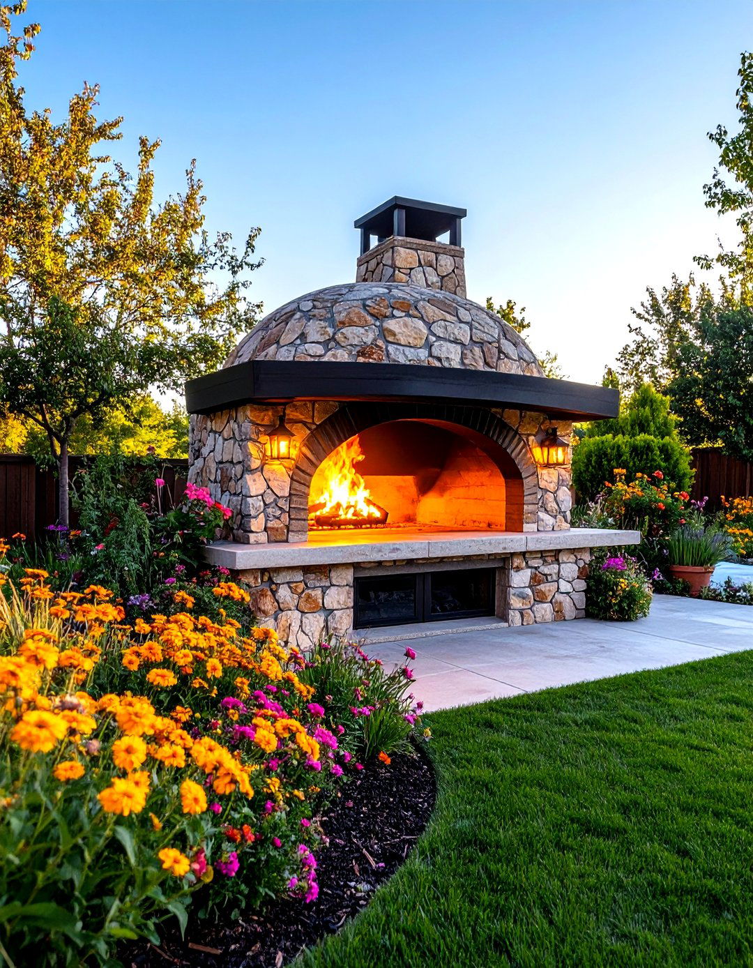Patio Fireplace with a Built in Pizza Oven - 30 patio fireplace ideas