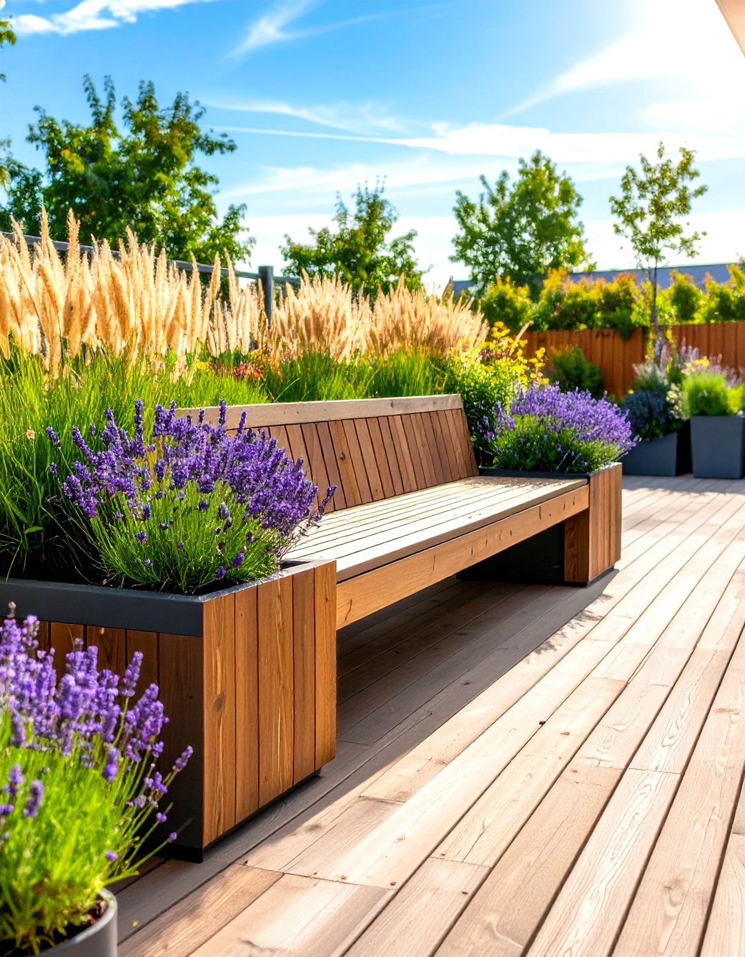 Patio Garden with Built in Planter Benches - 30 patio garden ideas