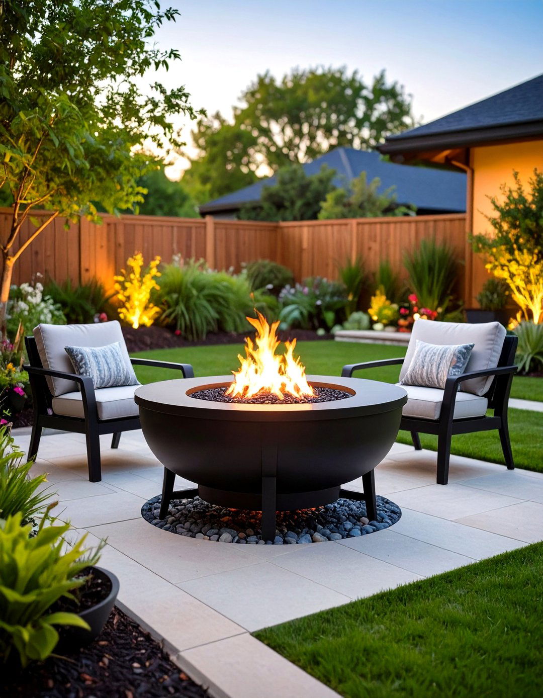 Patio Garden with a Compact Fire Pit - 30 patio garden ideas