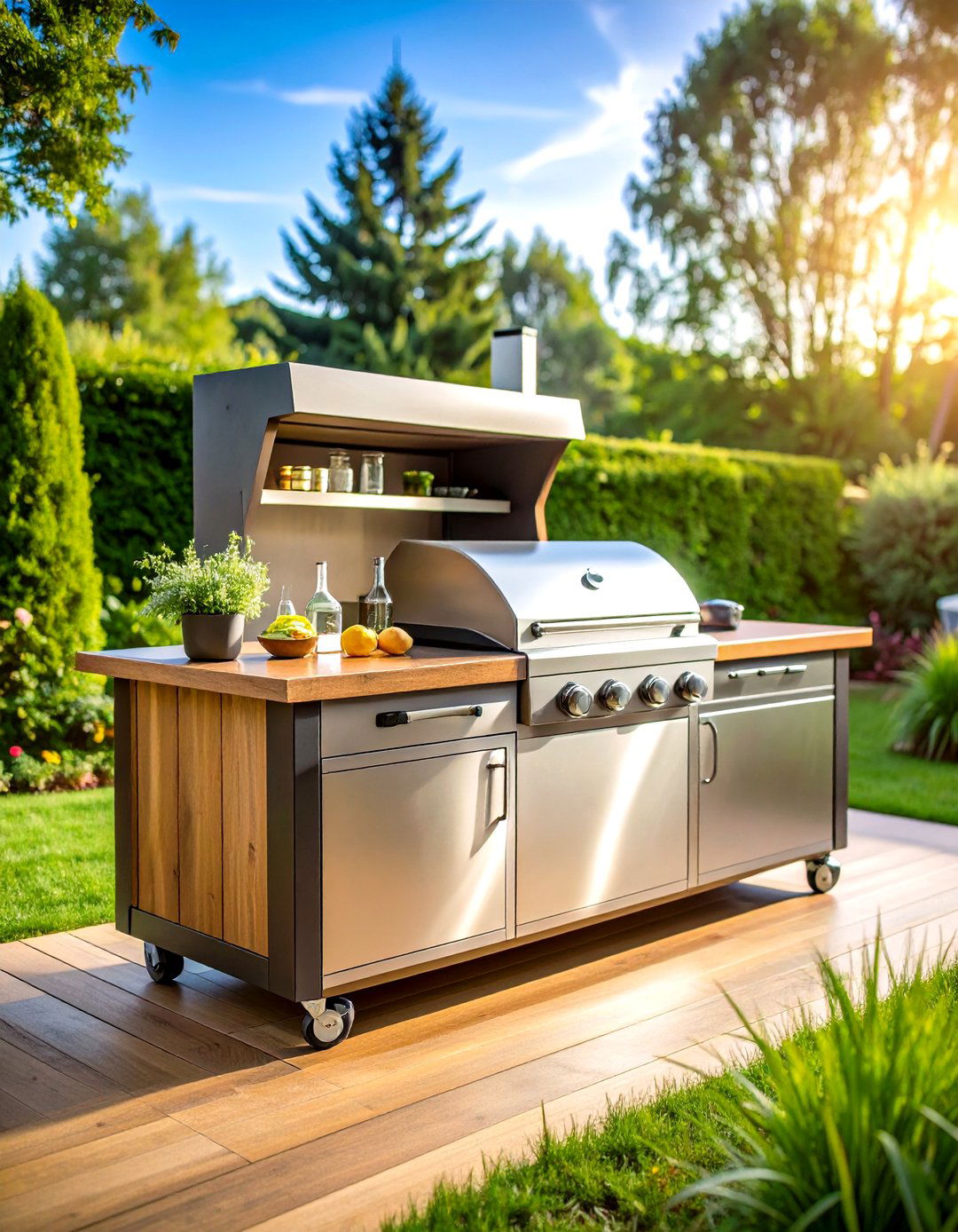 Patio Grill with an Integrated Beverage Cooler - 30 patio grill ideas