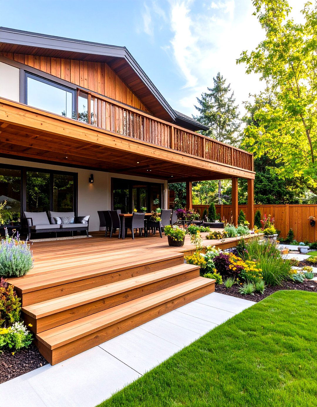 Patio Integrated with a Deck - 30 patio landscape ideas
