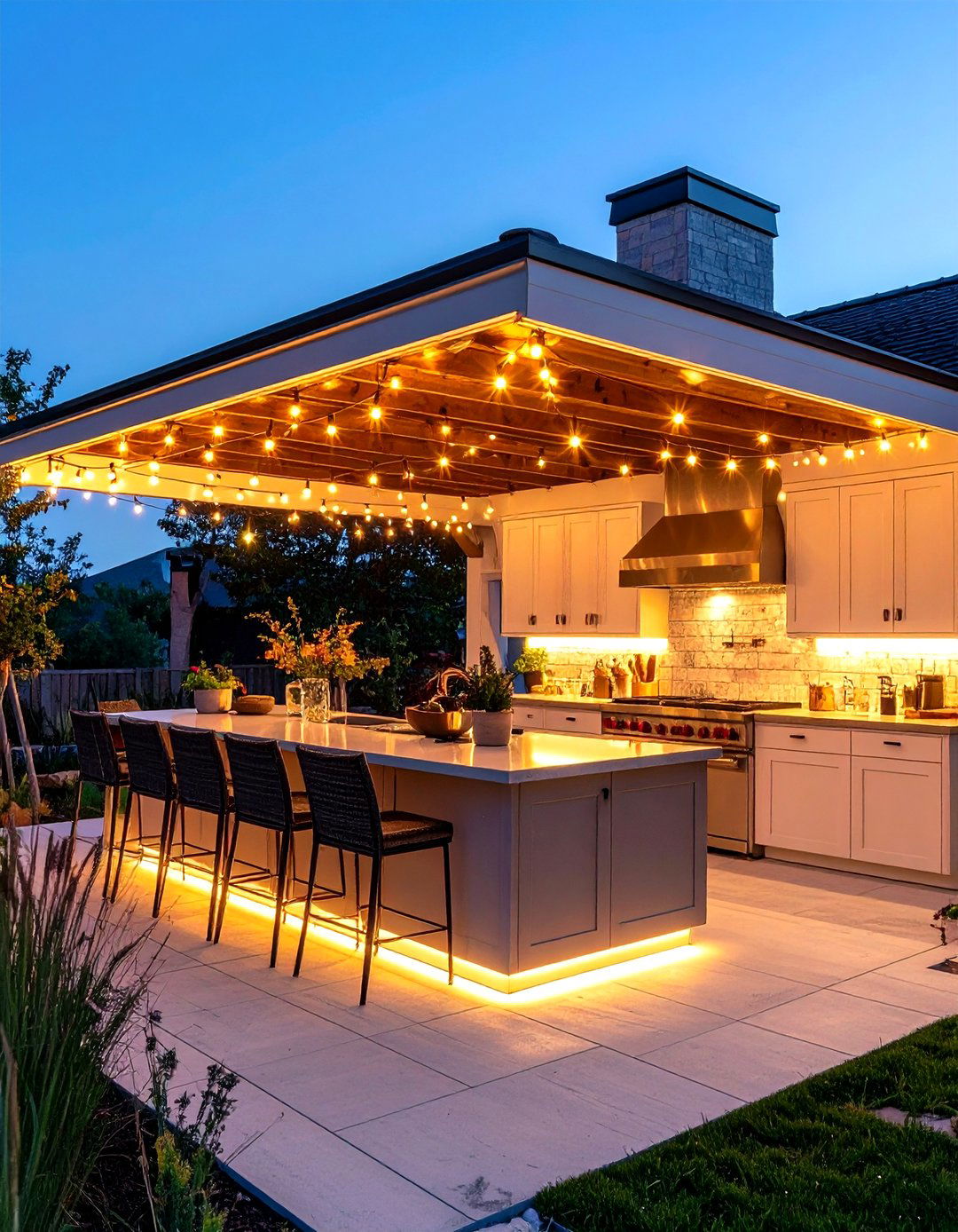Patio Kitchen with Ambient Lighting - 30 patio kitchen ideas