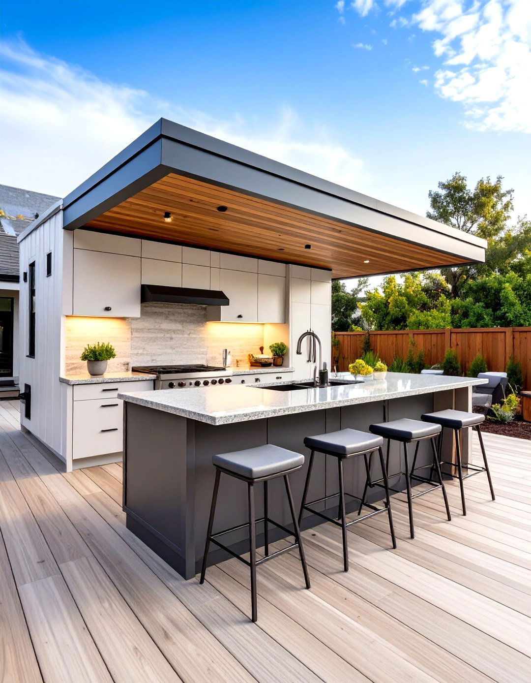 Patio Kitchen with Bar Seating - 30 patio kitchen ideas