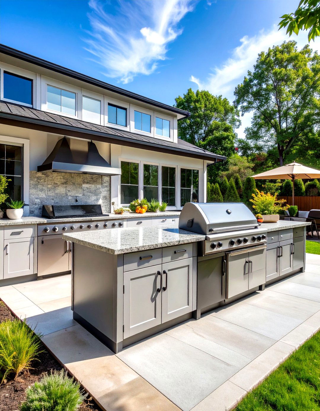 Patio Kitchen with Integrated Grill - 30 patio kitchen ideas