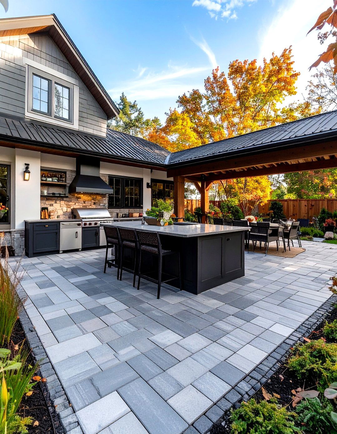 Patio Kitchen with Paver Flooring - 30 patio kitchen ideas