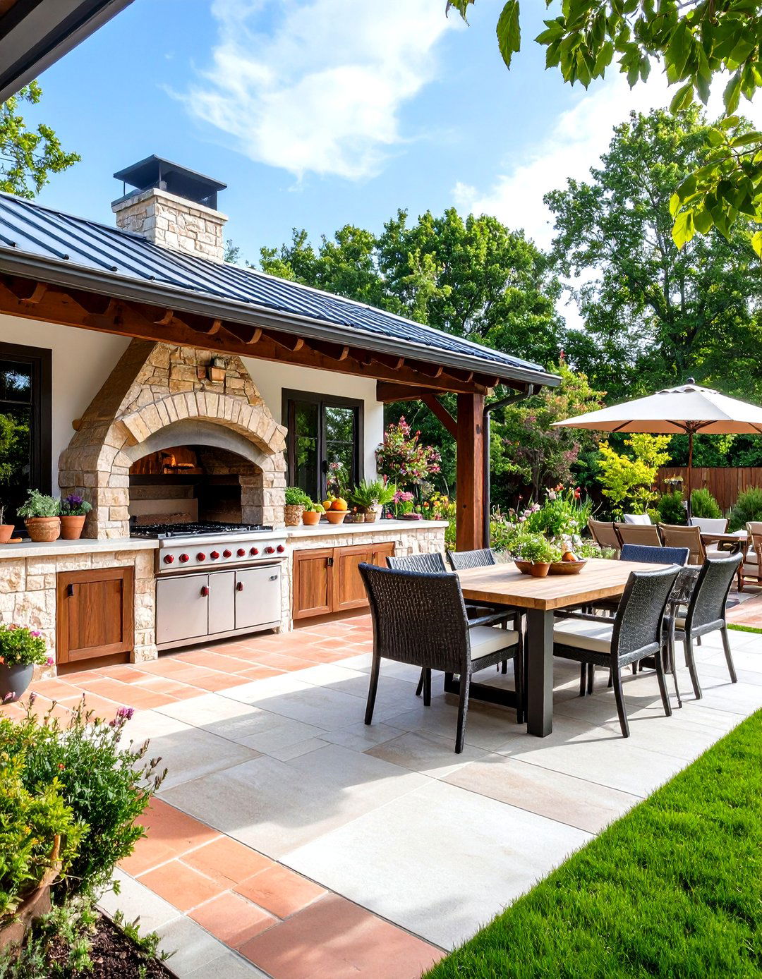 Patio Kitchen with a Pizza Oven - 30 patio kitchen ideas