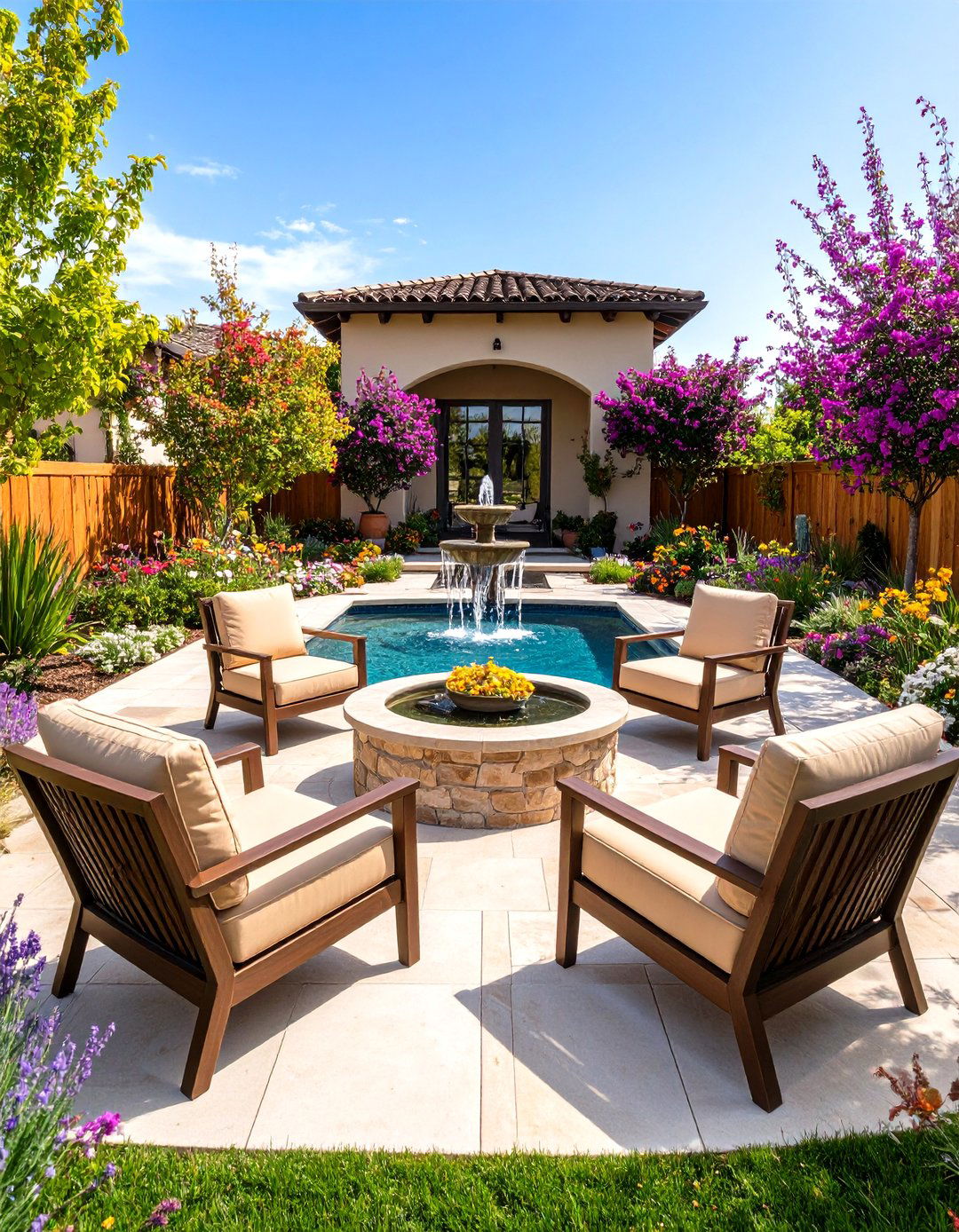 Patio Layout Around a Water Feature - 30 patio furniture layout ideas