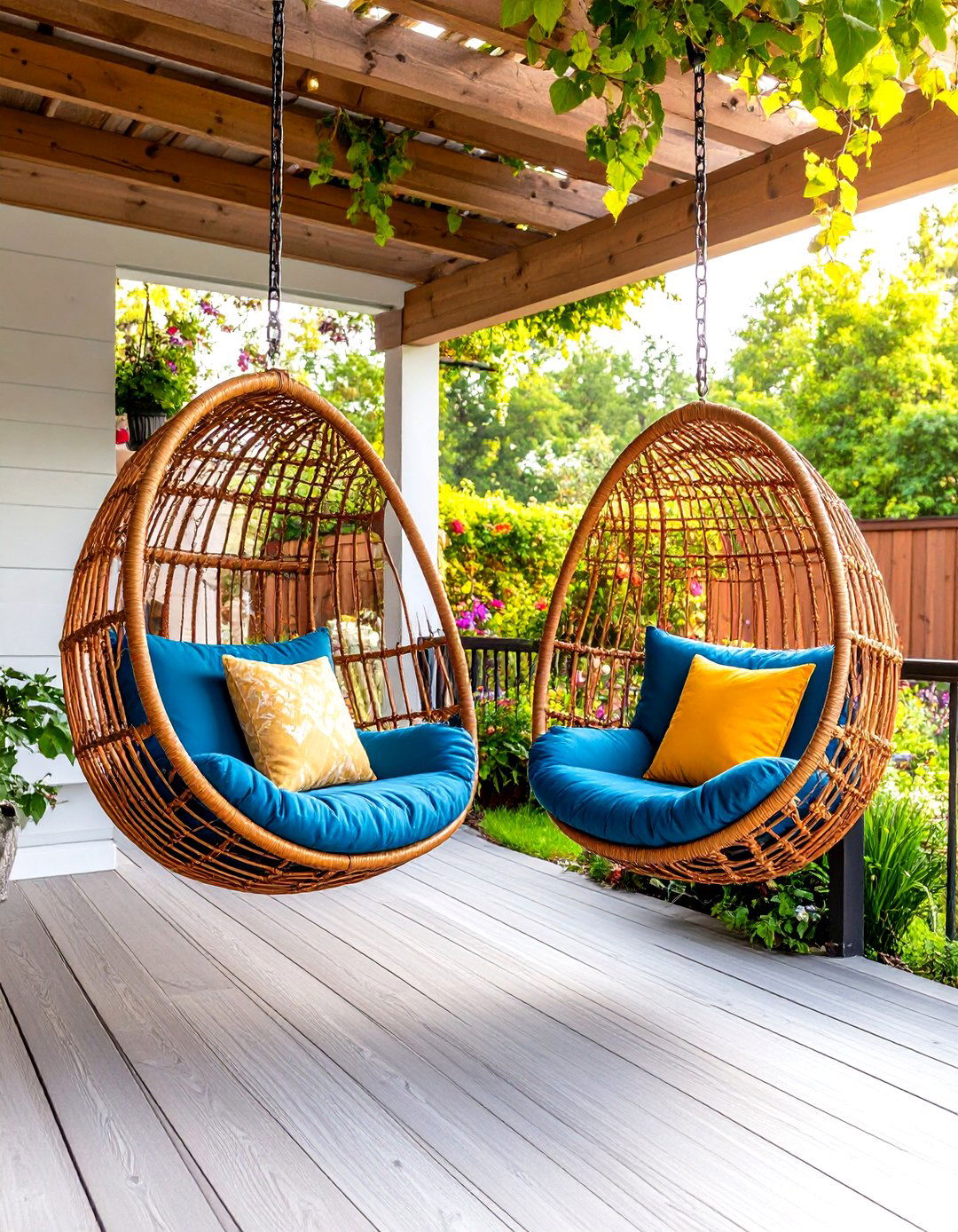 Patio Layout with Hanging Chairs - 30 patio furniture layout ideas