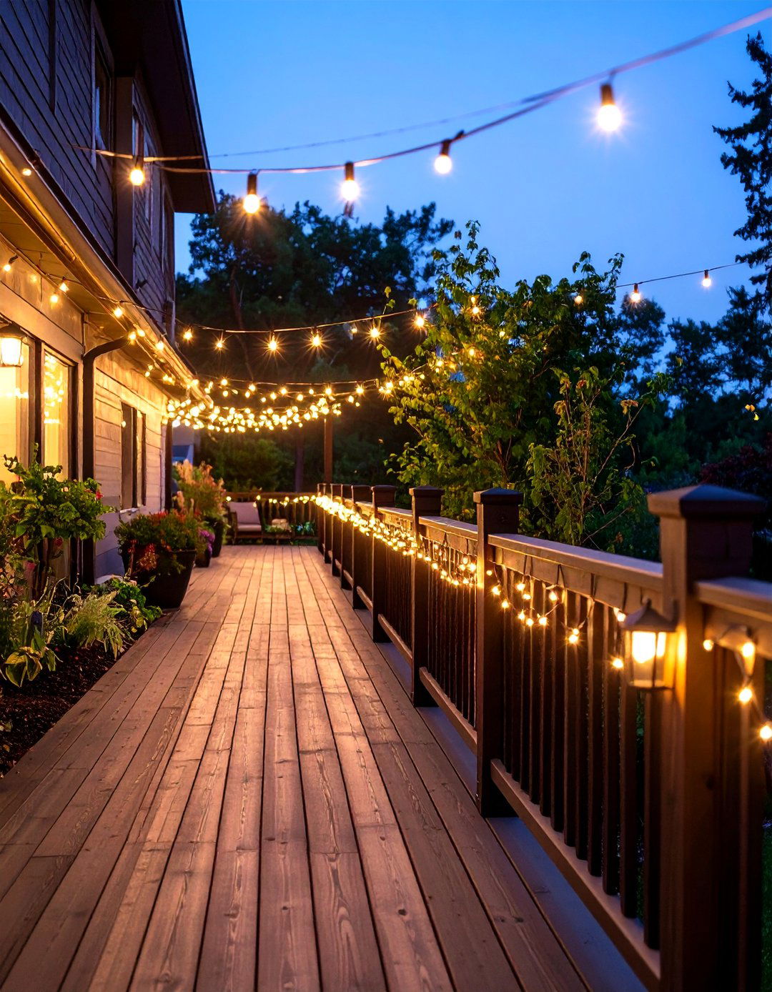 Patio Lights on Deck Railings - 30 patio light ideas