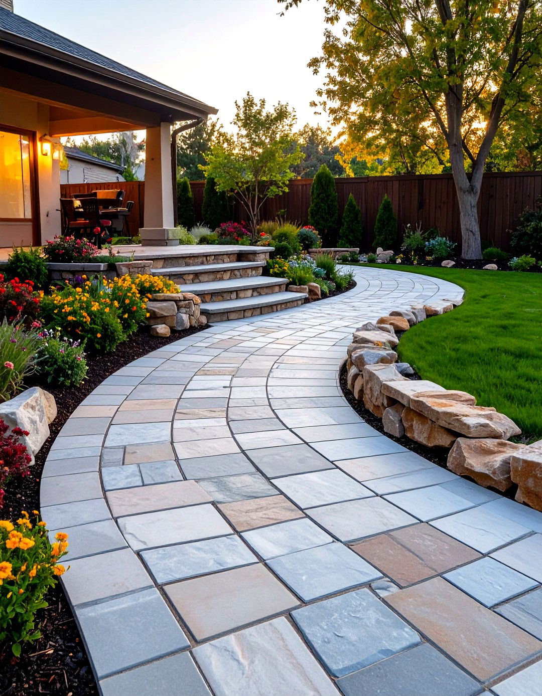 Patio Paver Walkway and Stairs - 30 patio pavers ideas
