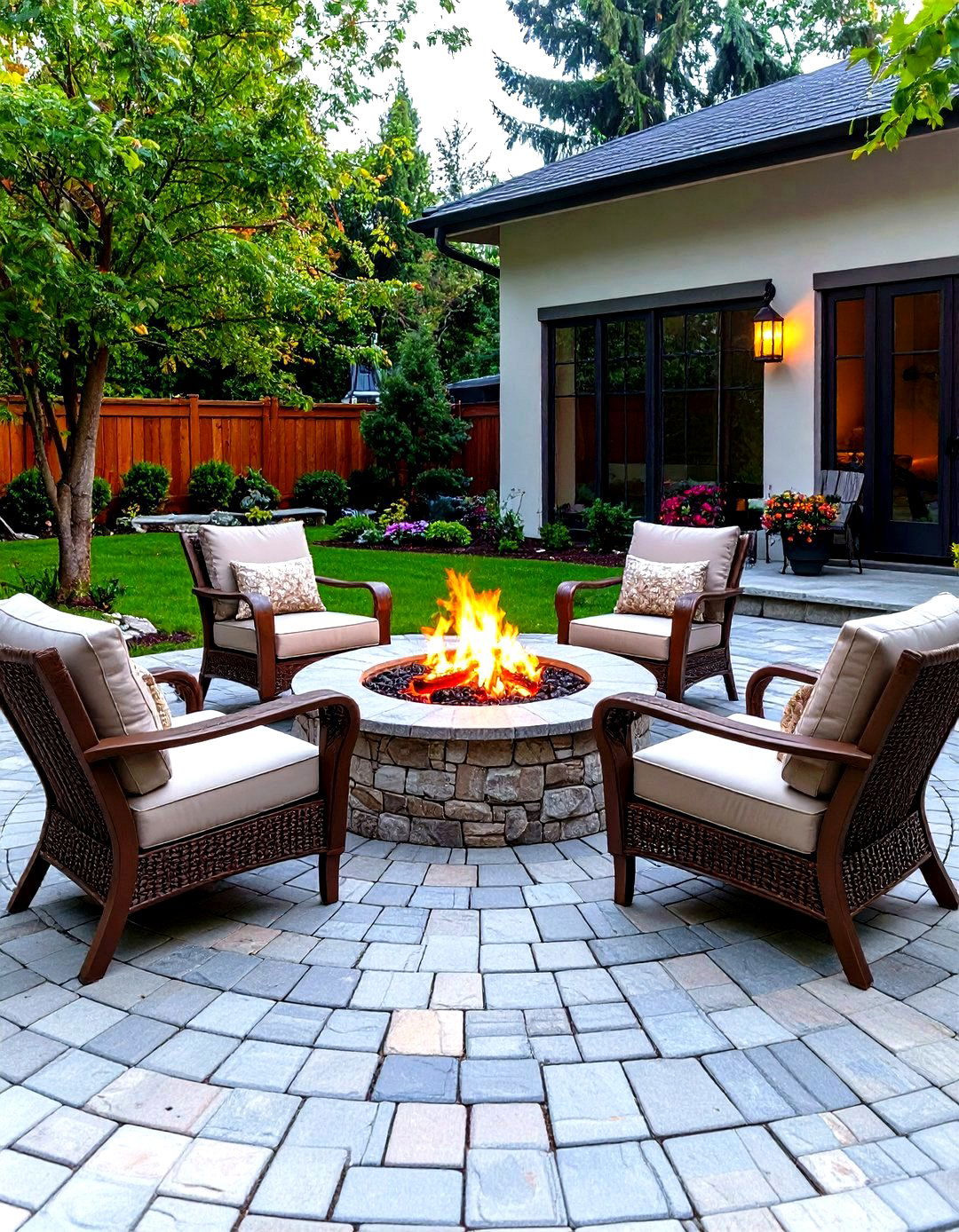 Patio Pavers with a Central Fire Pit - 30 patio pavers ideas