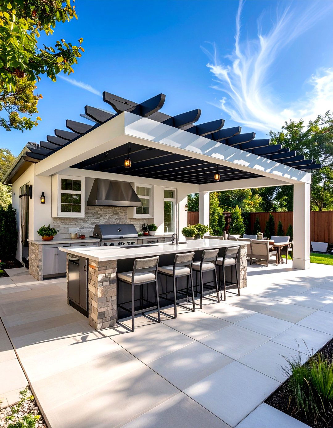 Patio Pergola Over an Outdoor Kitchen - 30 pergola ideas for patio