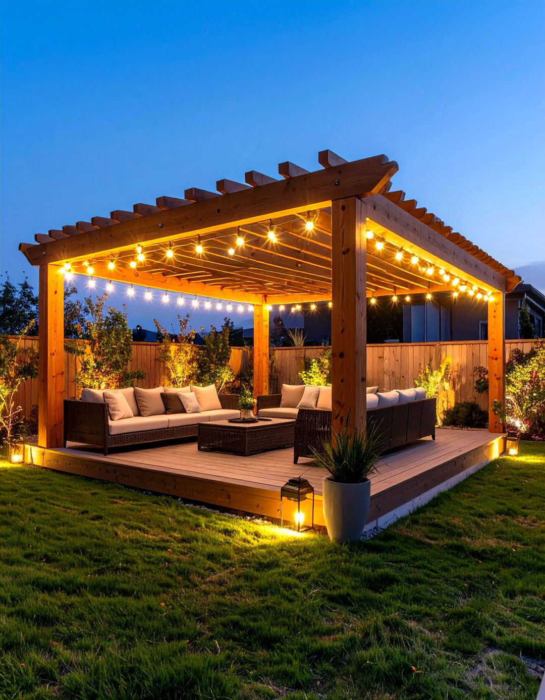 Patio Pergola with Integrated Lighting - 30 pergola ideas for patio