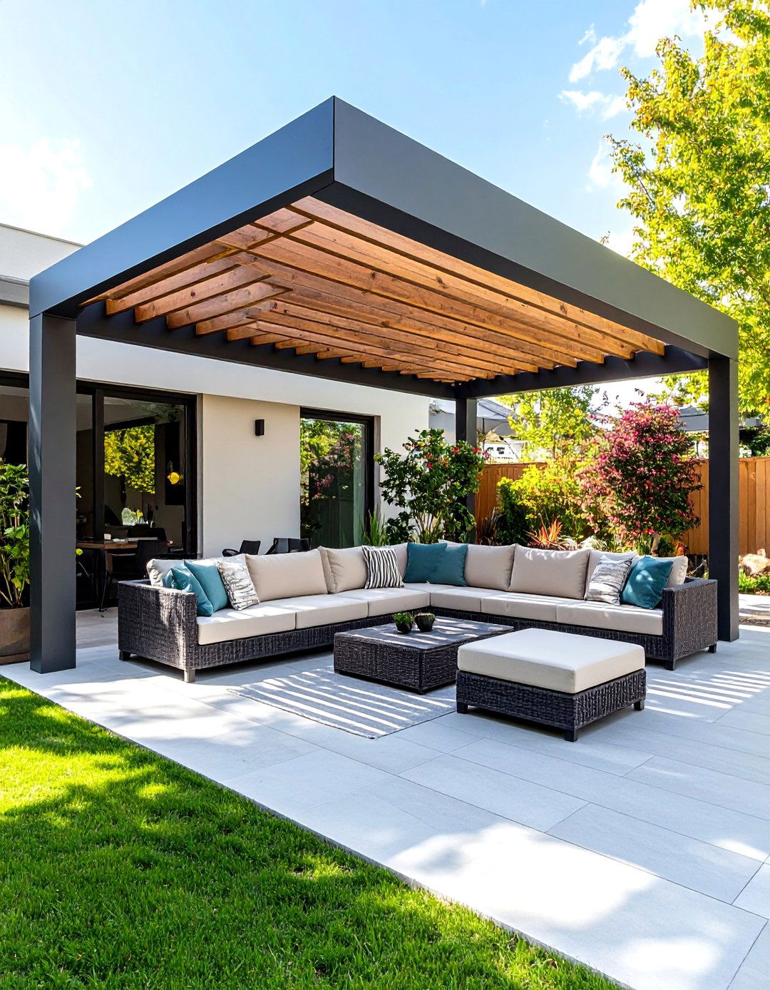 Patio Pergola with Privacy Screens - 30 pergola ideas for patio