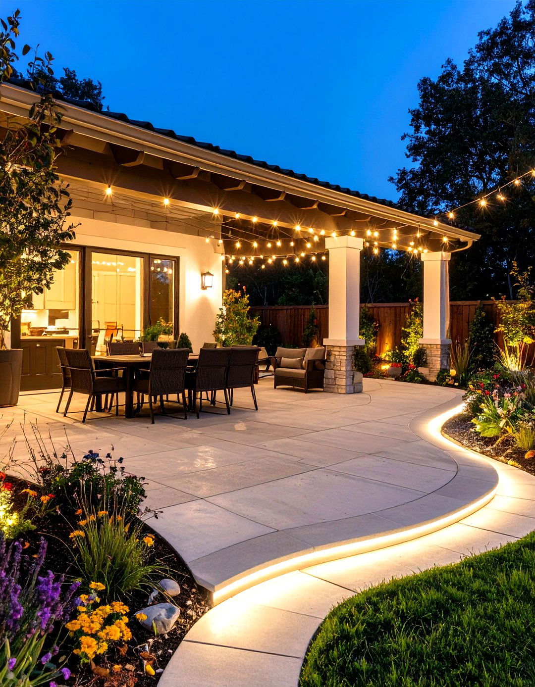 Patio Rope Light Edging - 30 patio lighting ideas