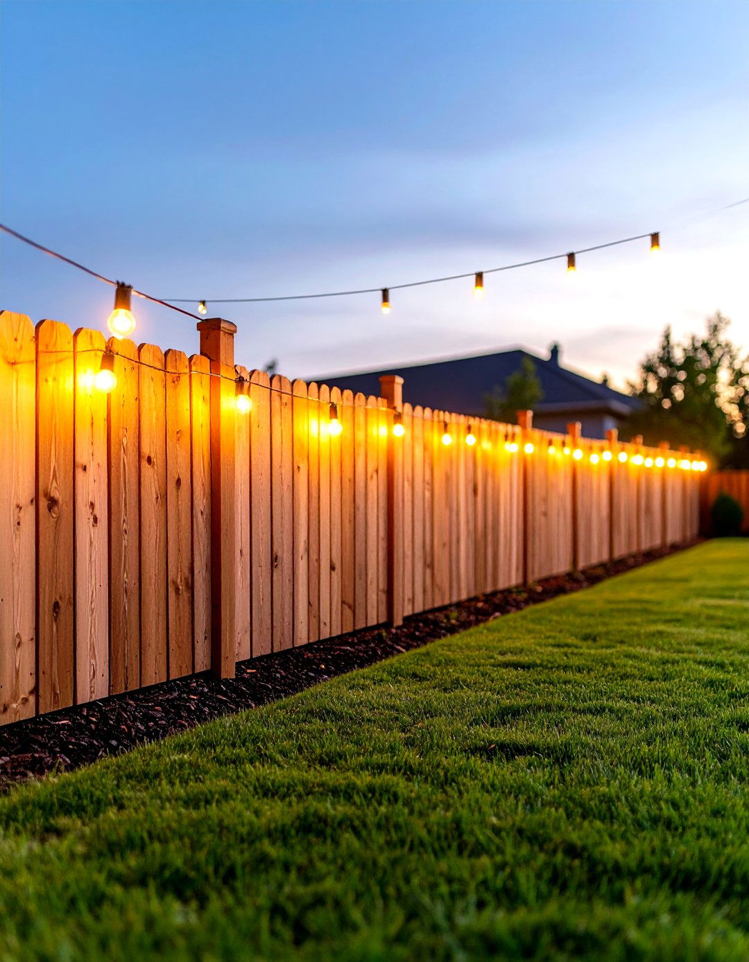 Patio String Lights Along a Fence - 30 patio string lights ideas