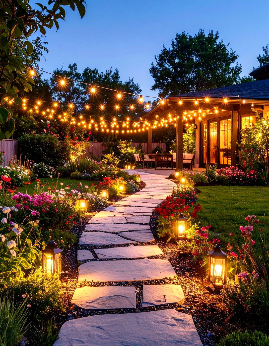 Patio String Lights Defining a Walkway - 30 patio string lights ideas
