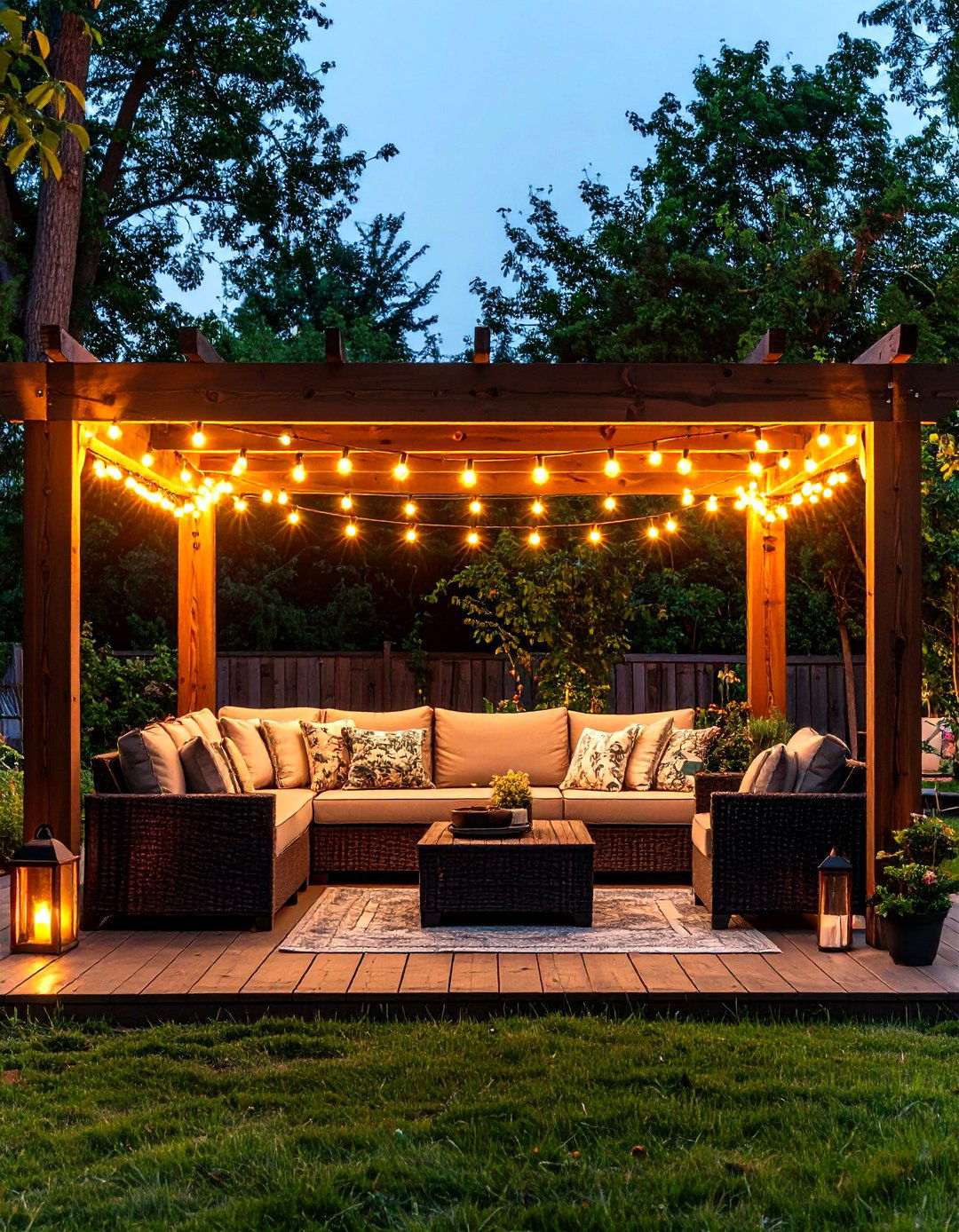 Patio String Lights on a Pergola - 30 patio string light ideas