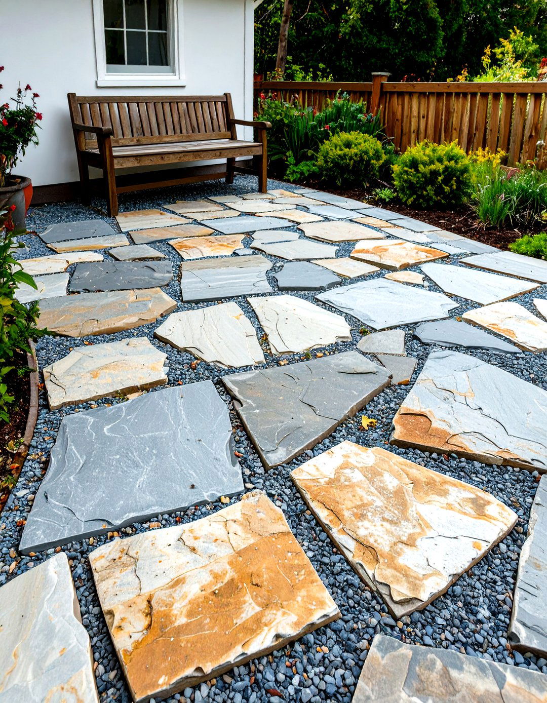 Patio from Stone Remnants and Scraps - 30 stone patio ideas on a budget