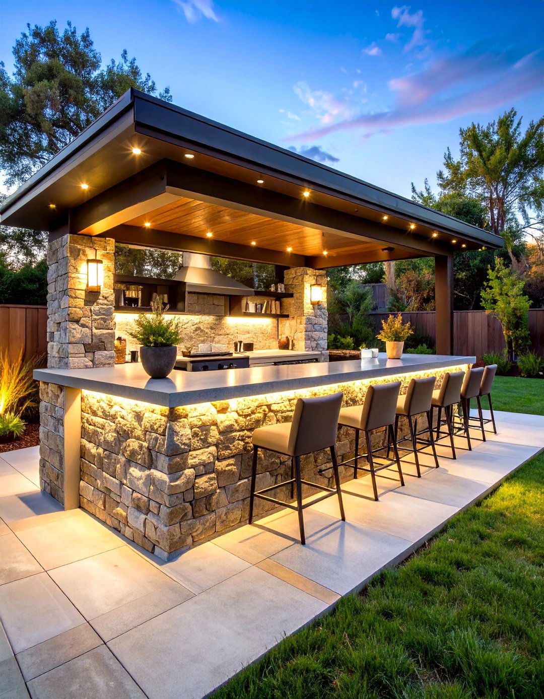Patio with an Outdoor Bar - 30 patio landscape ideas