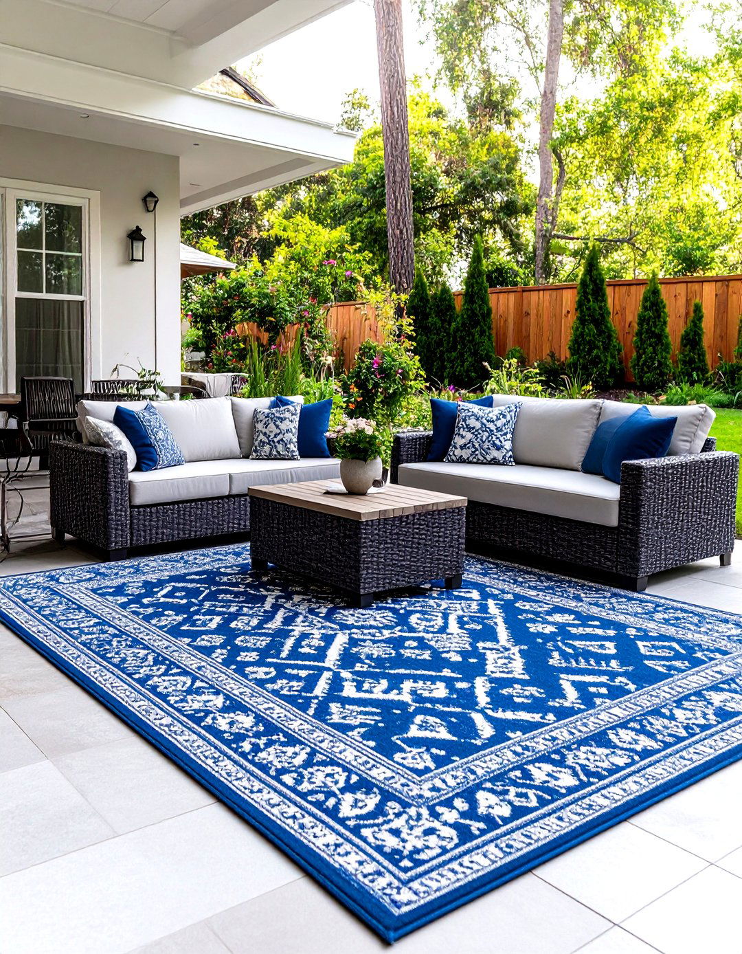 Patio with an Outdoor Rug - 30 patio landscape ideas