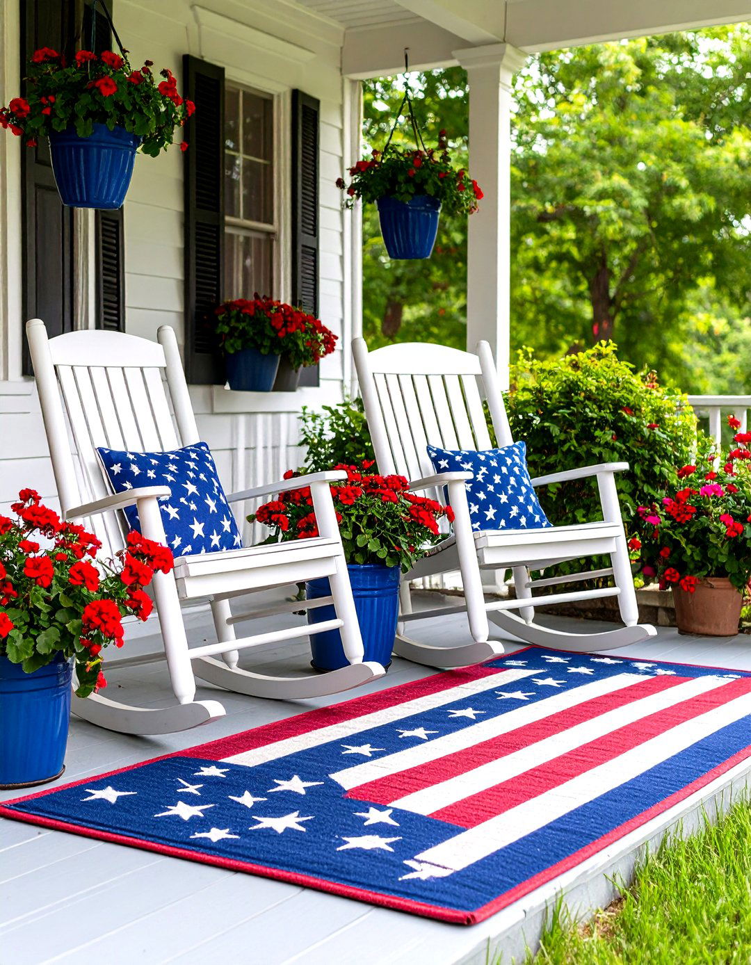 Patriotic Stars and Stripes Rug - 30 front porch rug ideas
