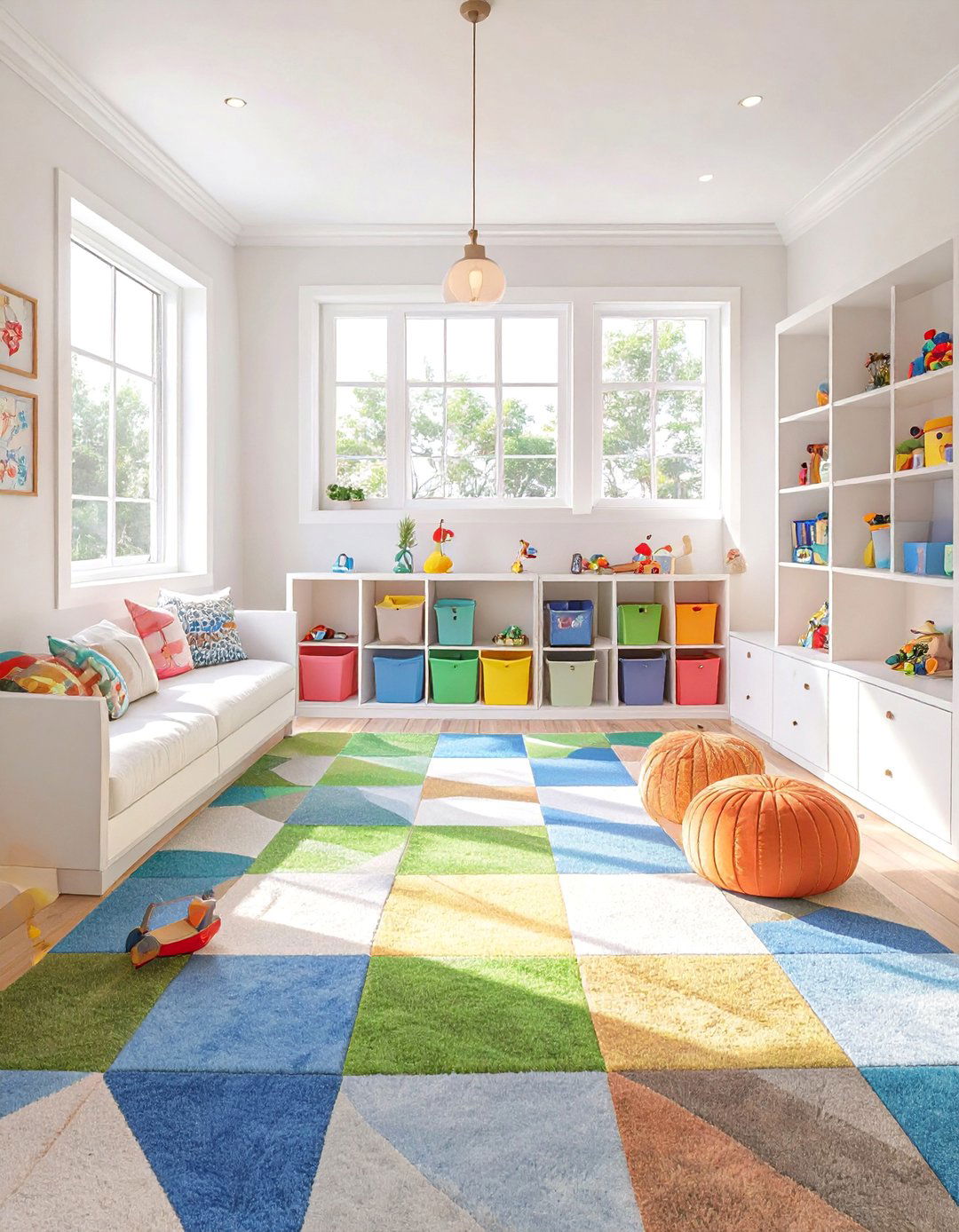 Patterned Carpet Tiles for a Playful Kids Zone - 30 basement carpet ideas
