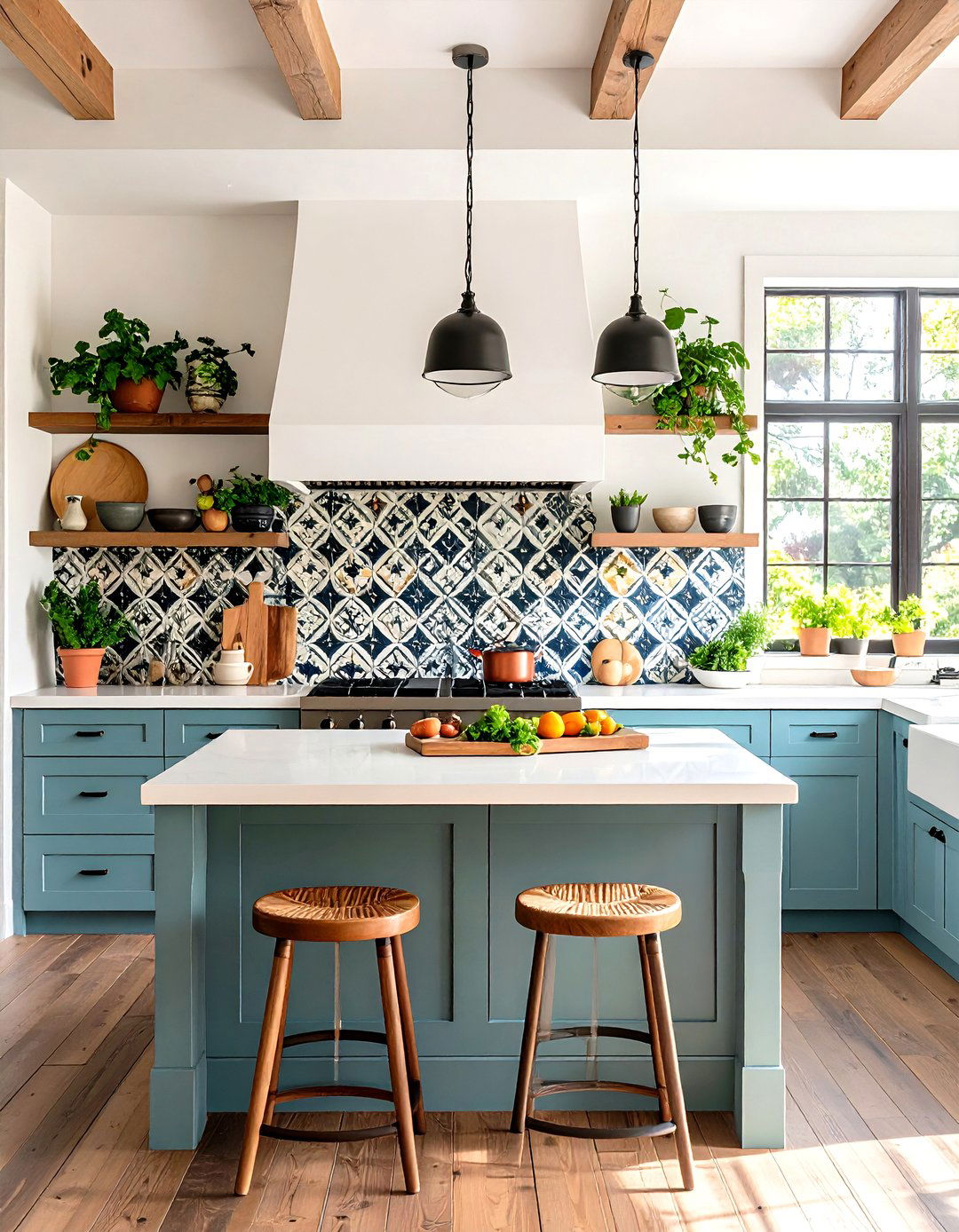 Patterned Cement Tile Backsplash - 30 rustic backsplash ideas