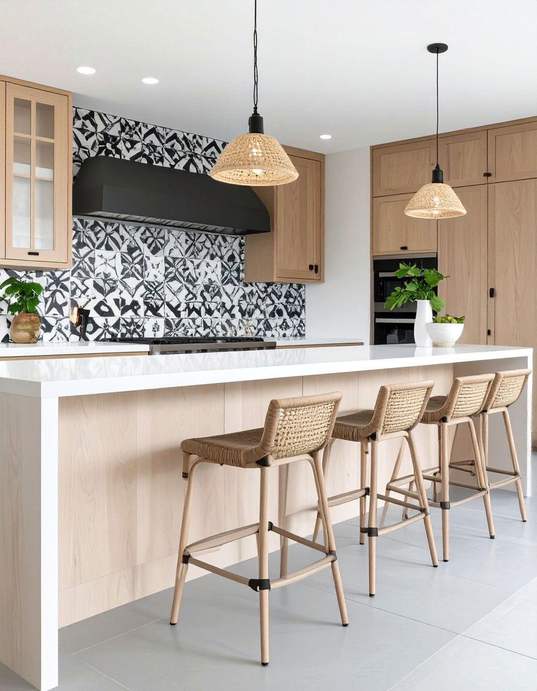 Patterned Cement Tile Bar Backsplash - 30 bar backsplash ideas