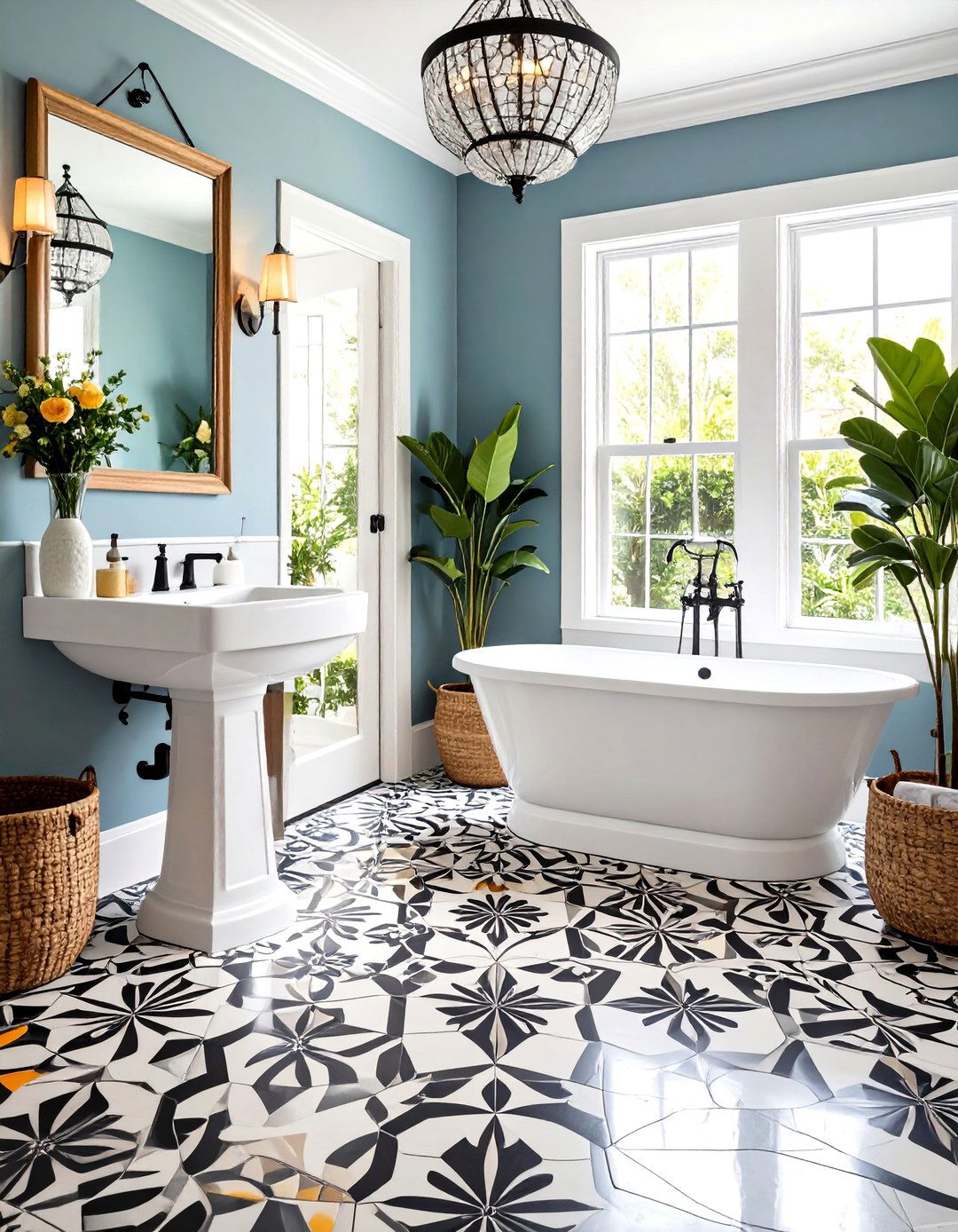 Patterned Cement Tile Flooring - 30 pinterest bathroom ideas
