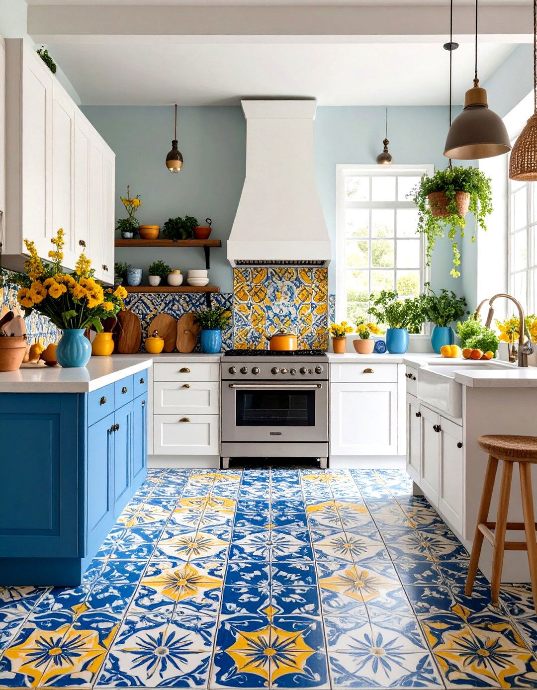 Patterned Cement Tile Kitchen Floor - 30 kitchen floors ideas