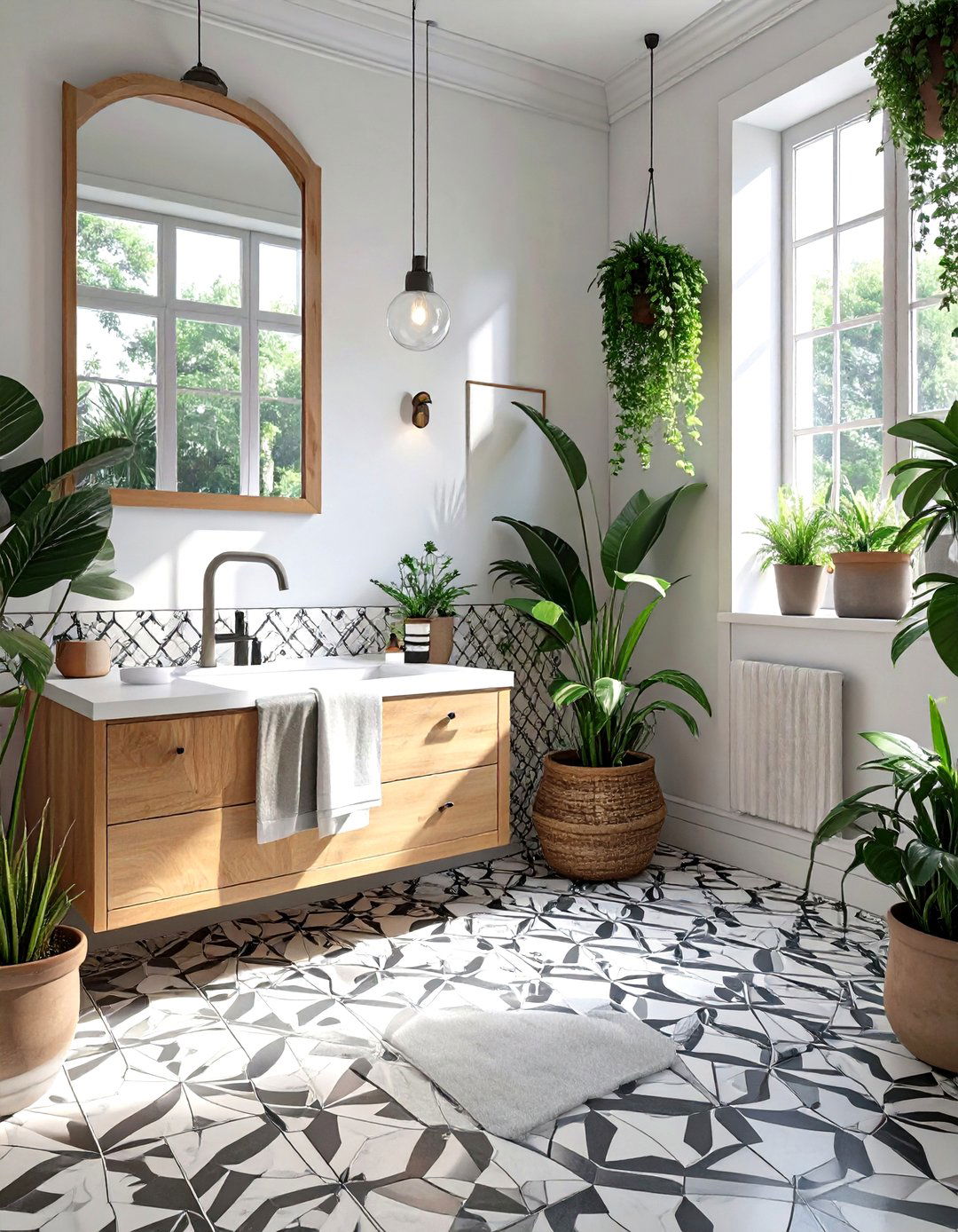 Patterned Encaustic Style Cement Tiles - 30 tile ideas for bathroom