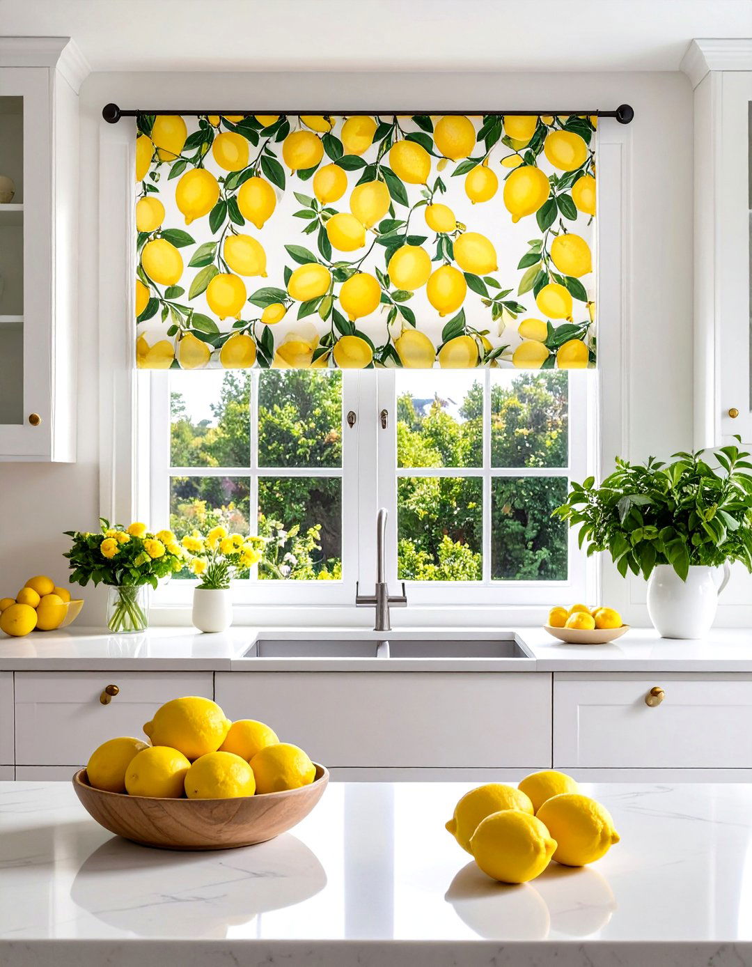 Patterned Fabric Roman Shades - 30 kitchen window treatment ideas