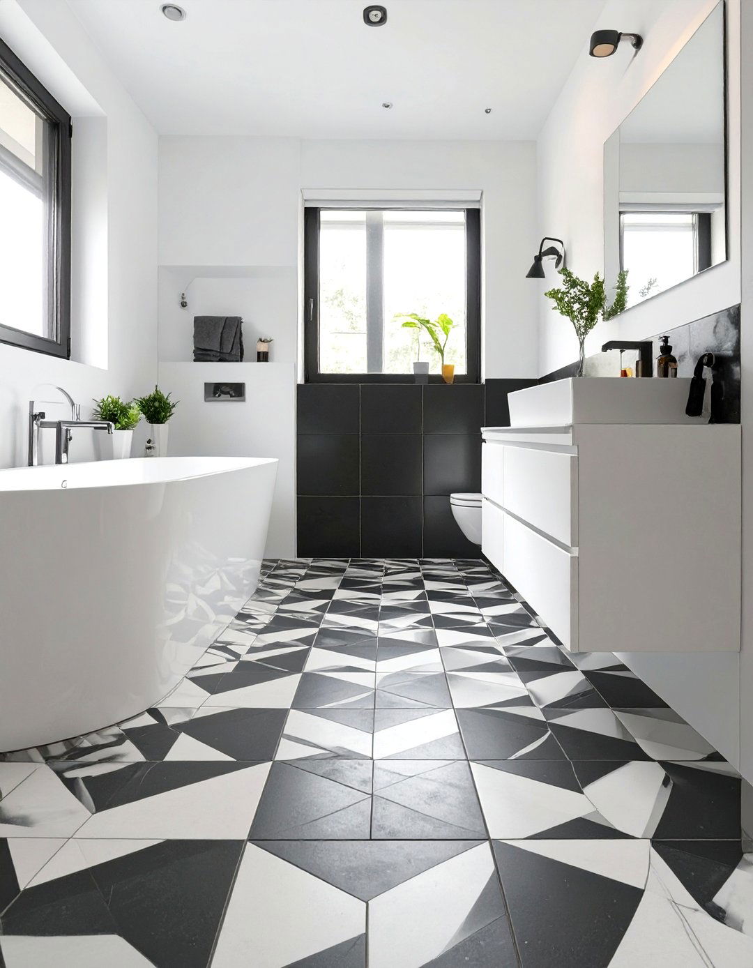 Patterned Floor Tiles - 30 teen bathroom ideas