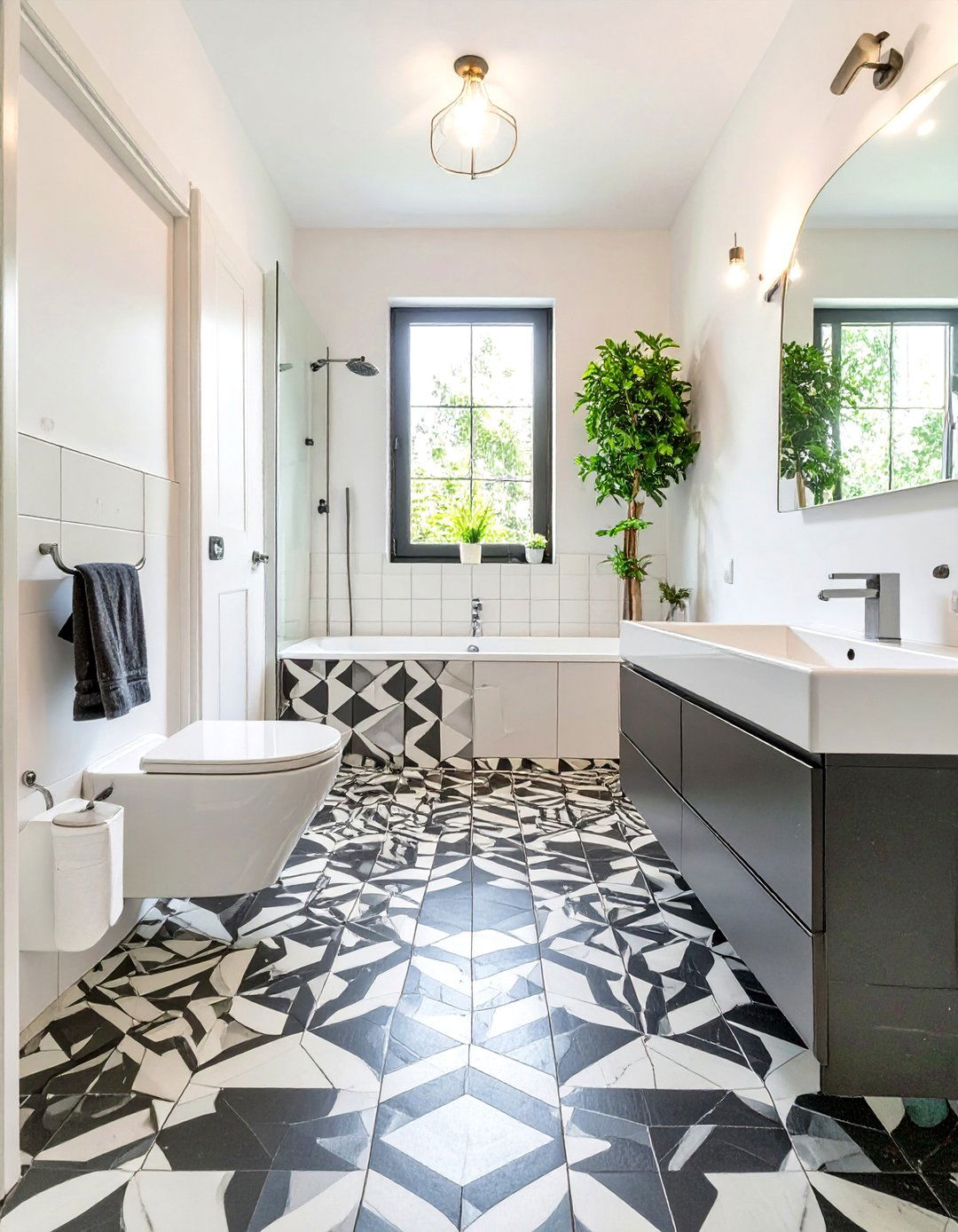 Patterned Floor Tiles - 30 tiny bathroom ideas
