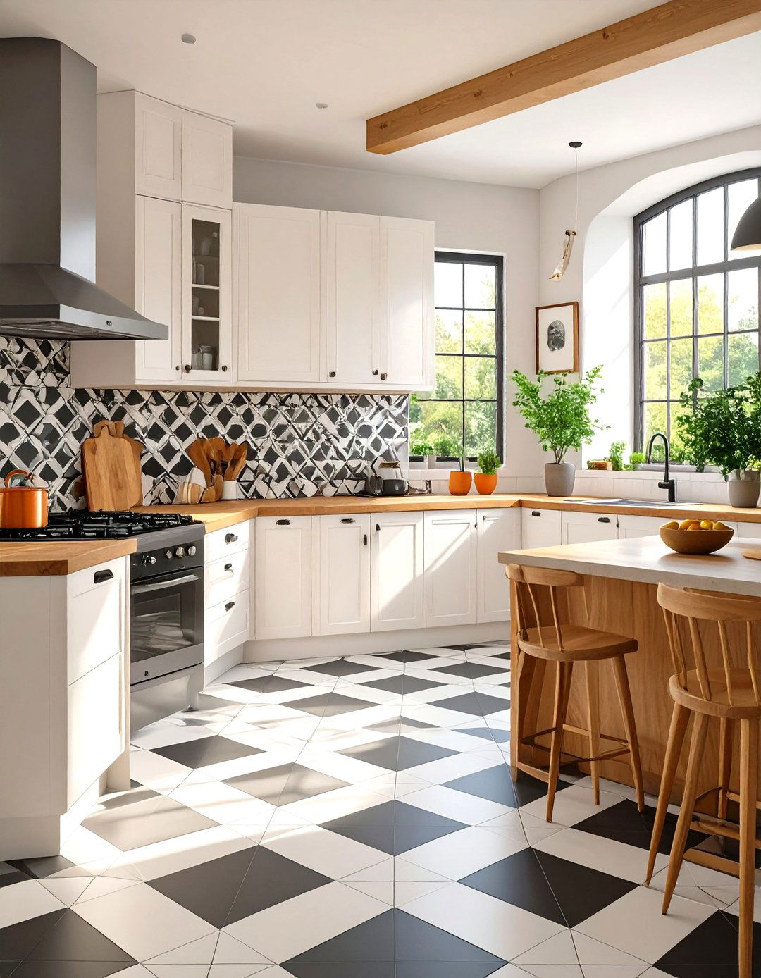 Patterned Floor Tiles for Small Kitchens - 30 small kitchen trends 2025