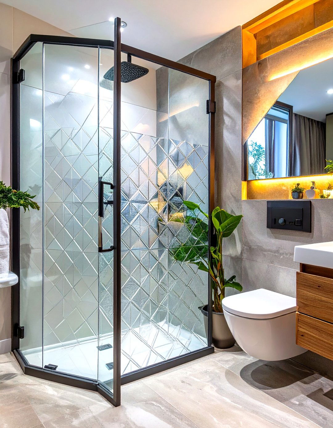 Patterned Glass Shower Enclosure - 30 shower enclosure ideas