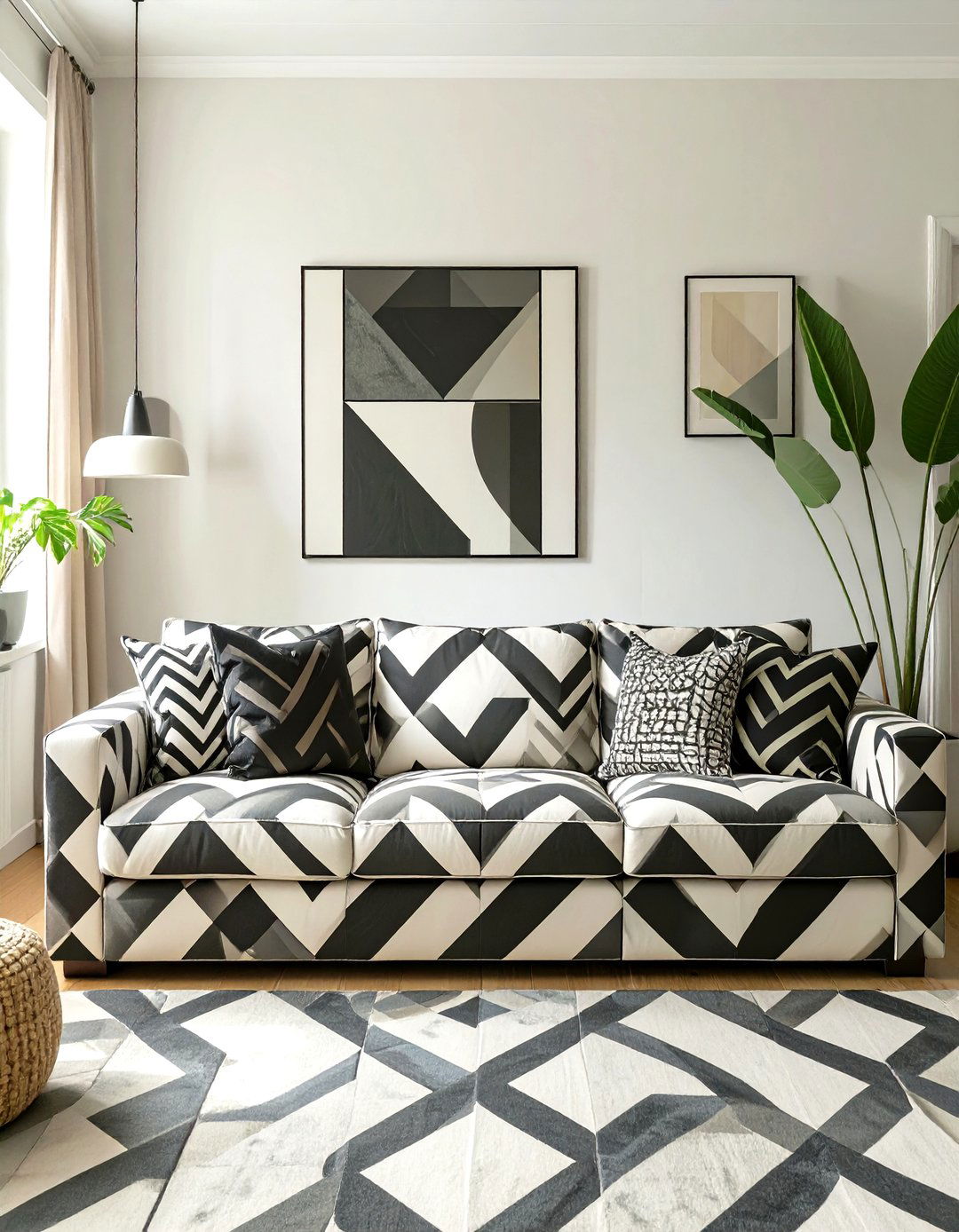 Patterned Sectional as a Statement Piece - 30 sectional living room ideas