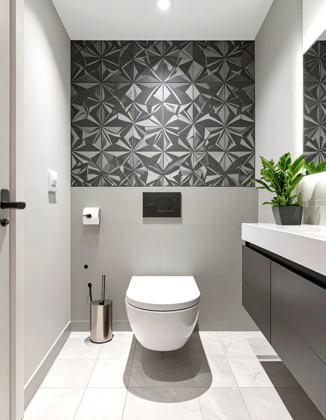 Patterned Stencil Bathroom Wall - 30 bathroom painting ideas