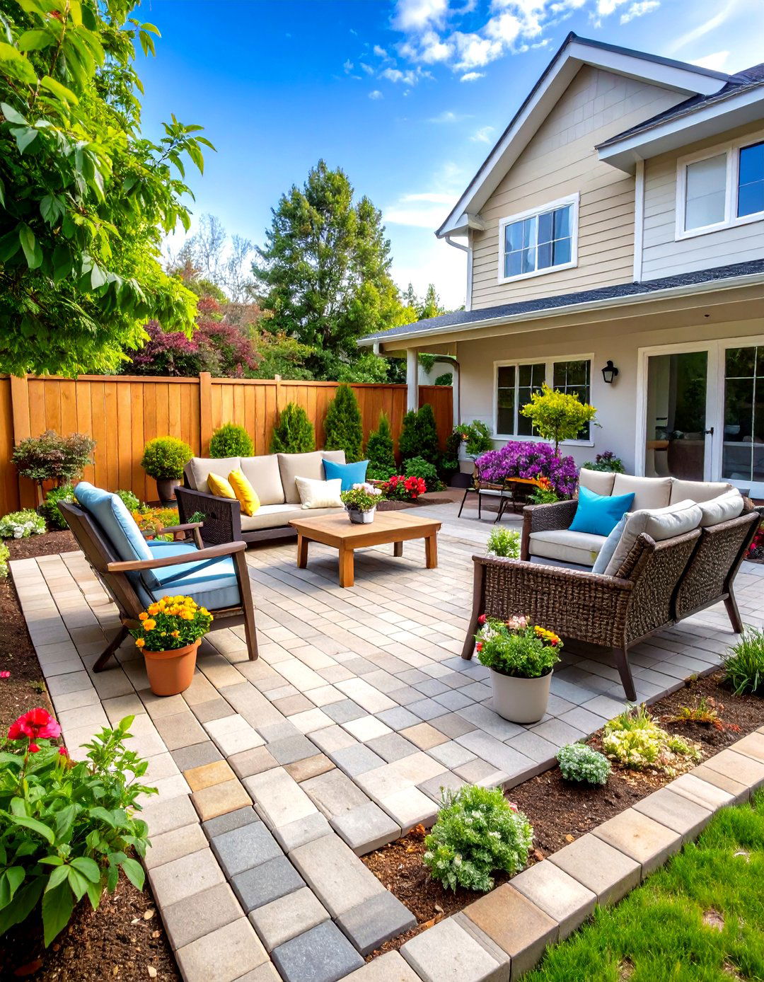 Paver Patio Built in Phases - 30 paver patio ideas on a budget