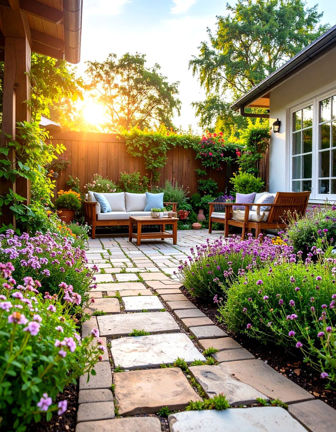 Paver Patio with Groundcover Joints - 30 paver patio ideas on a budget
