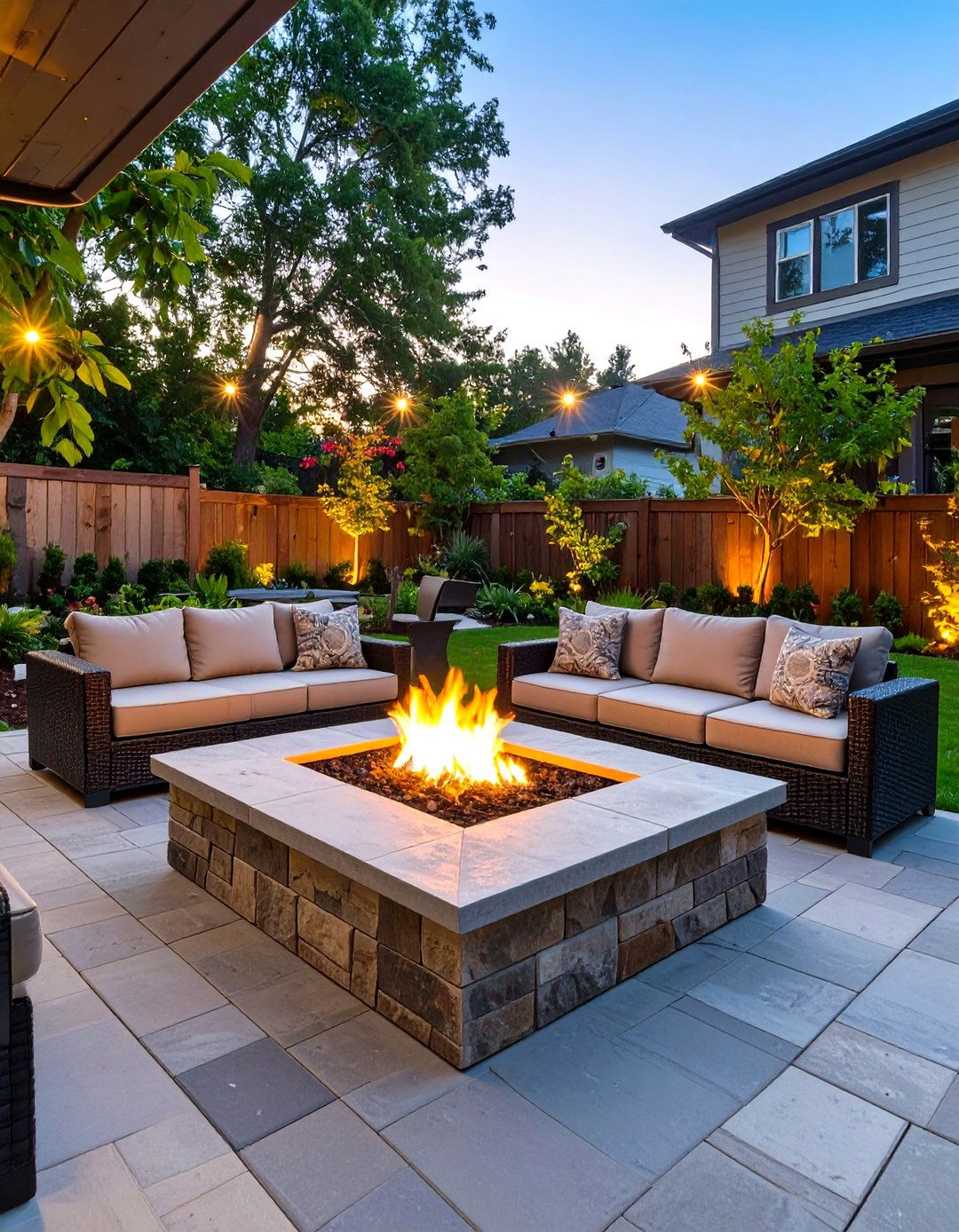 Paver Patio with a Built in Fire Pit Area - 30 simple paver patio ideas
