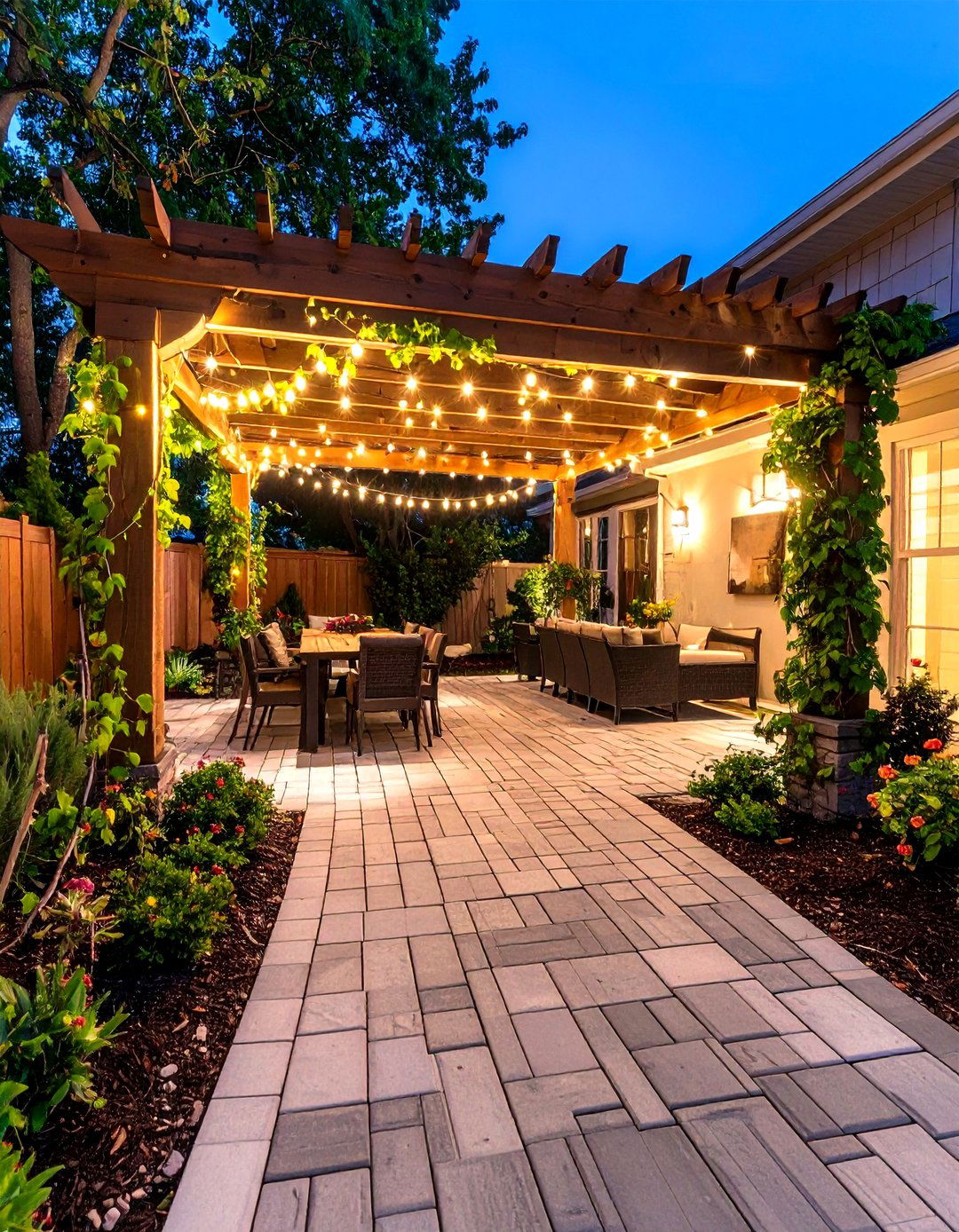 Paver Patio with a Pergola Foundation - 30 diy cheap patio paver ideas